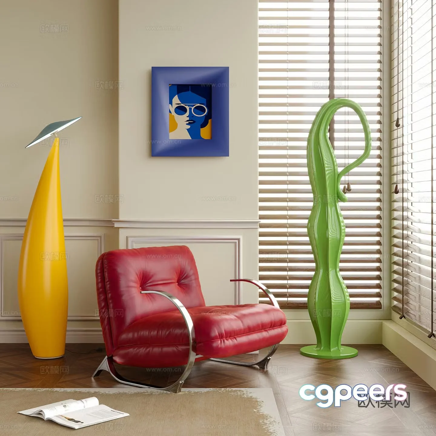 Modern Bauhaus lounge chair single sofa dopamine floor lamp 3d model