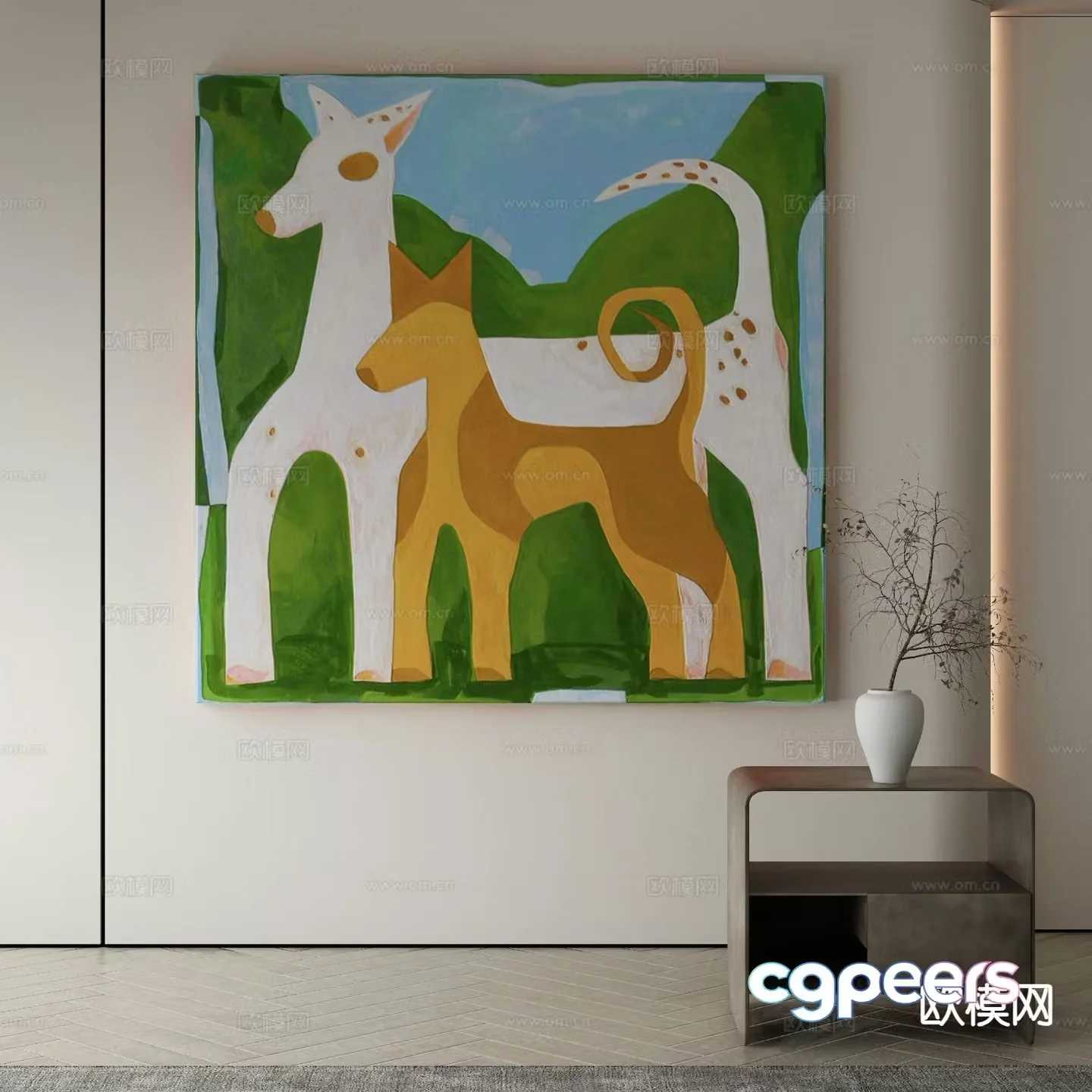 Modern decorative painting oil painting animal painting 3d model
