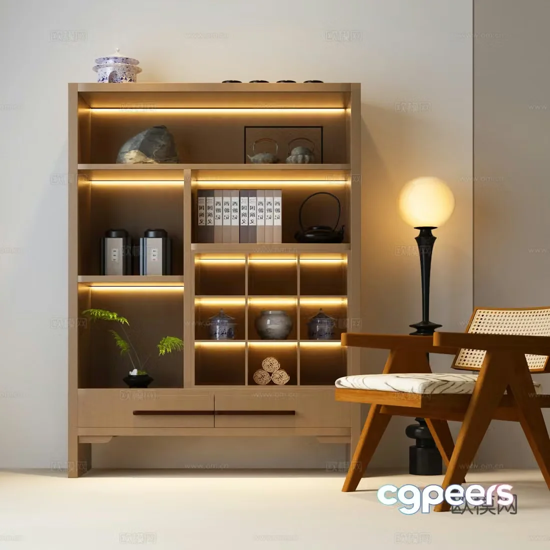 New Chinese tea cabinet Chinese tea cabinet New Chinese style Middle-aged tea cabinet 3D model
