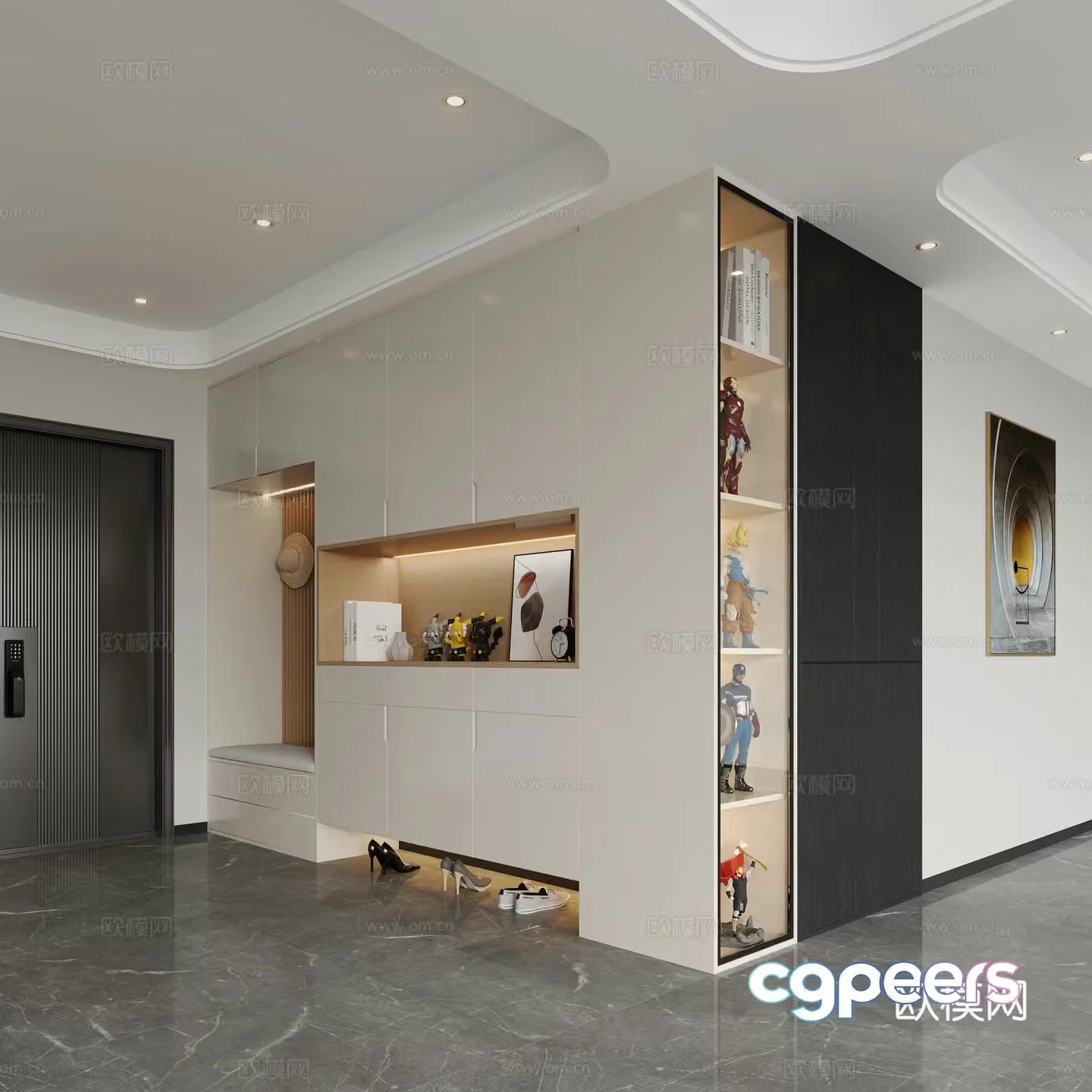 Modern entrance door entrance door shoe cabinet entrance door shoe cabinet 3d model