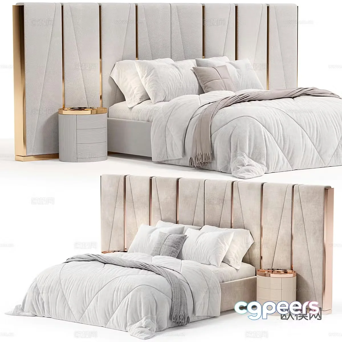 Modern light luxury Modrest Nixa fabric double bed 3D model