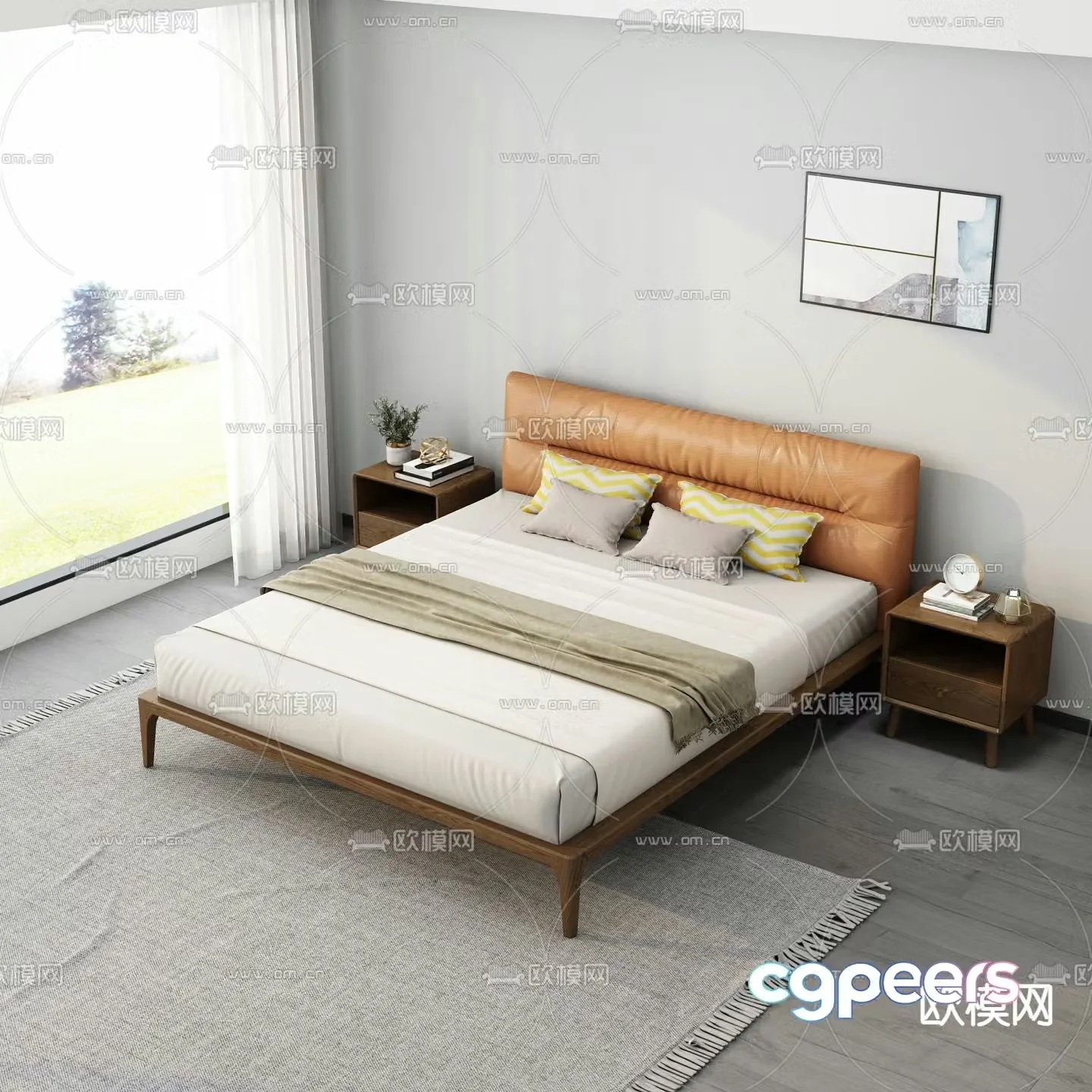 Modern double bed 3d model