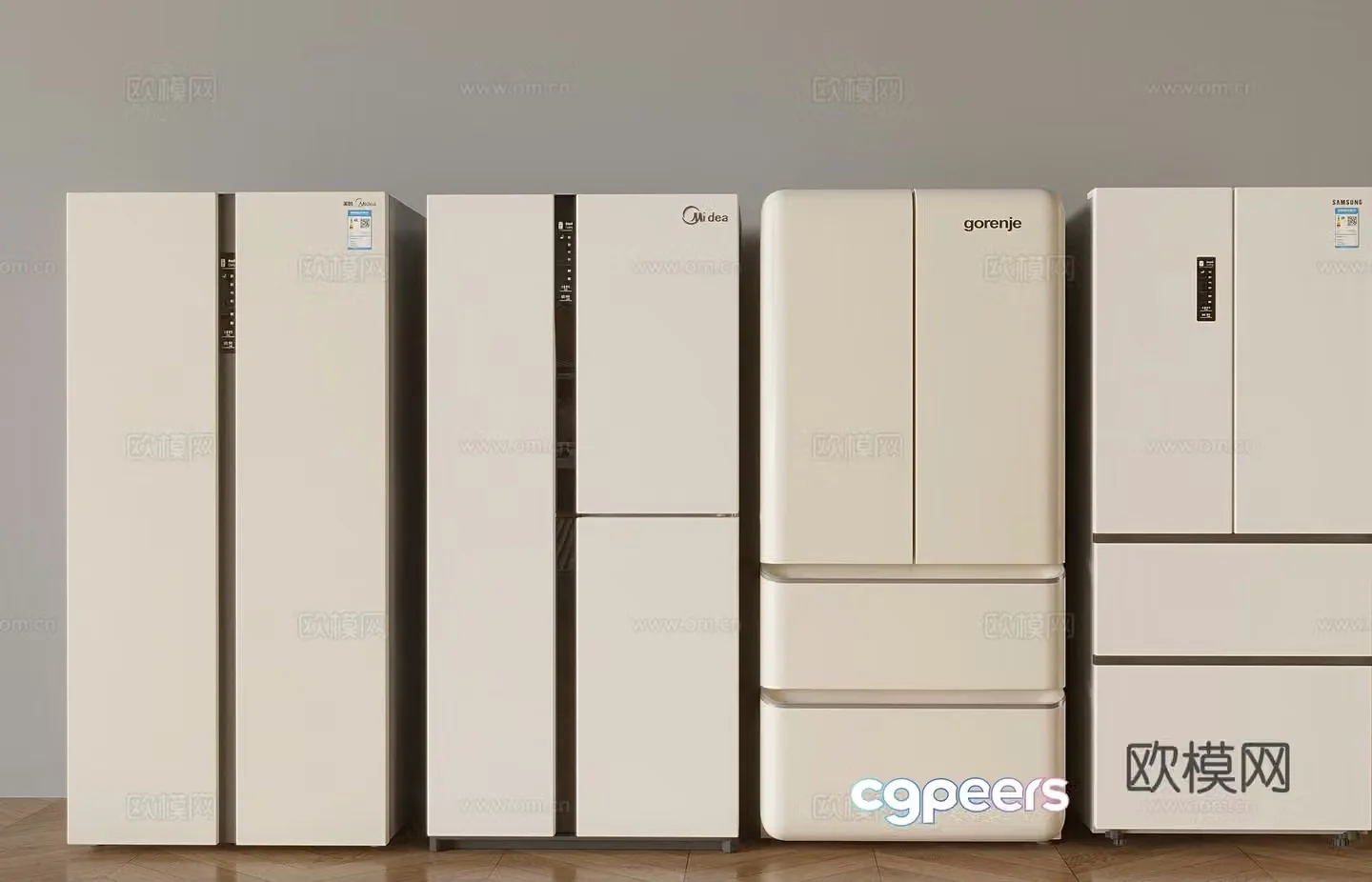 Double door refrigerator smart refrigerator 3d model