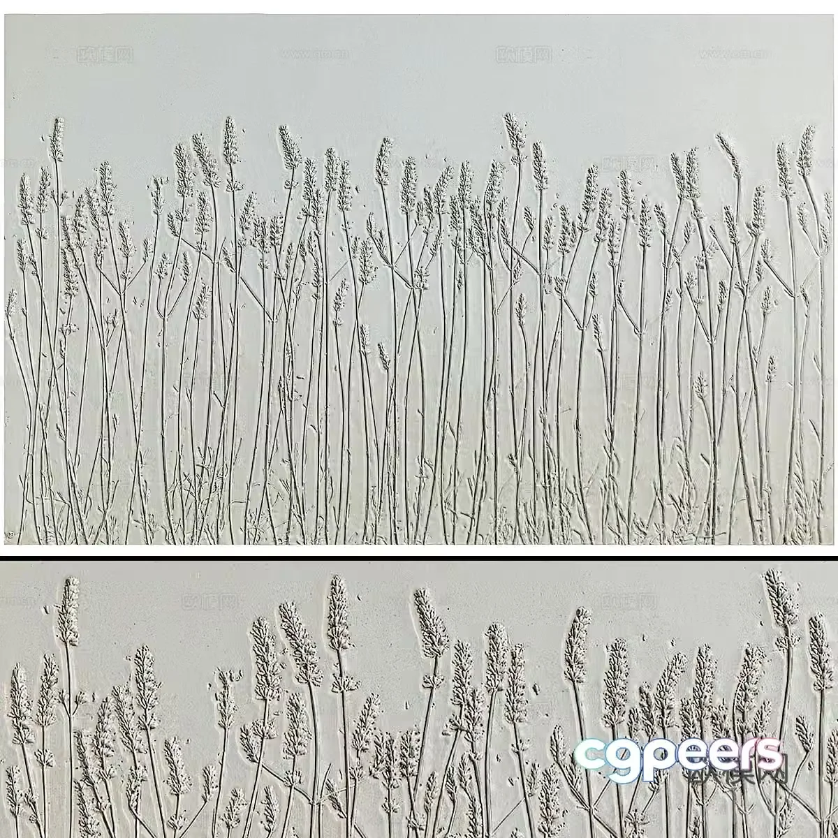 New Chinese style wabisa plant bas-relief 3D model