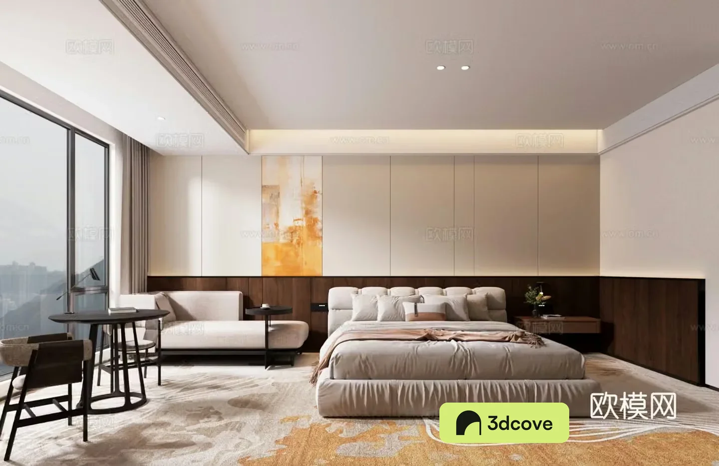 Modern hotel room Hotel standard room Leisure table and chair combination