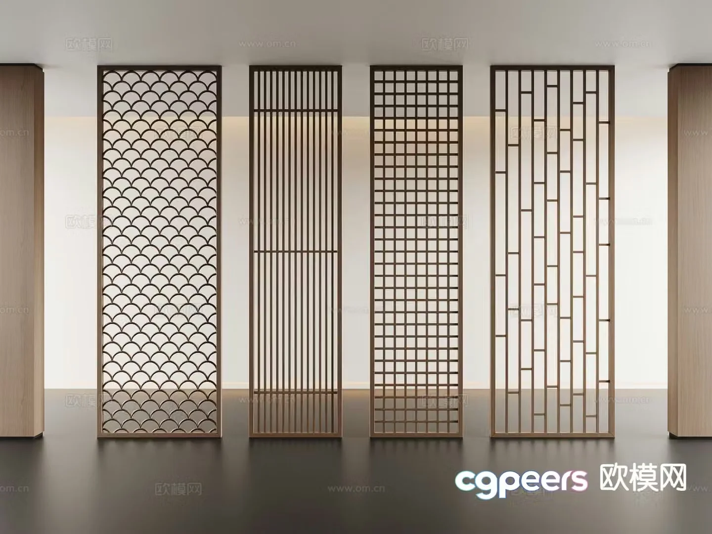 New Chinese style partition hollow partition 3d model