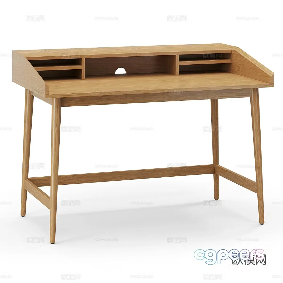 New Chinese style log desk 3D model