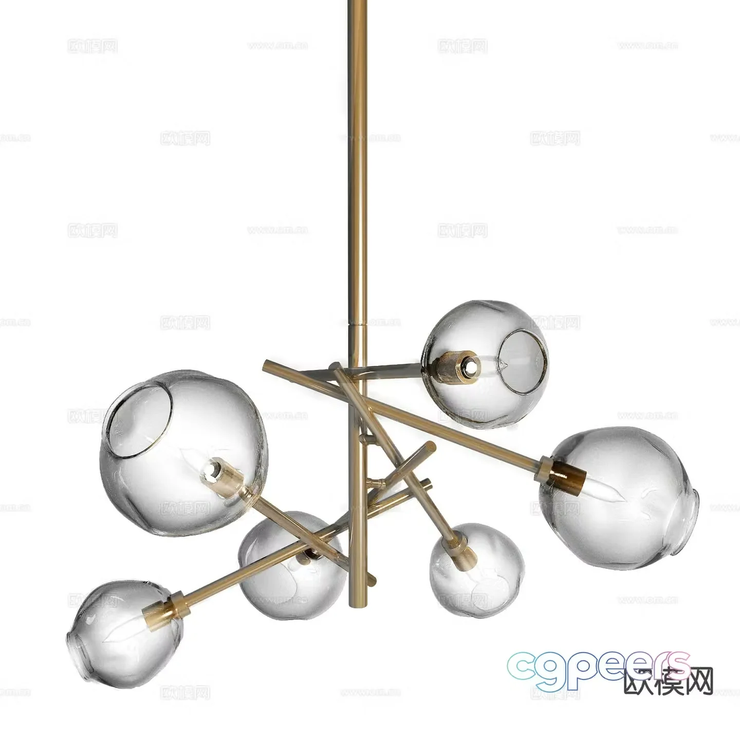 Light luxury multi-head chandelier 3D model