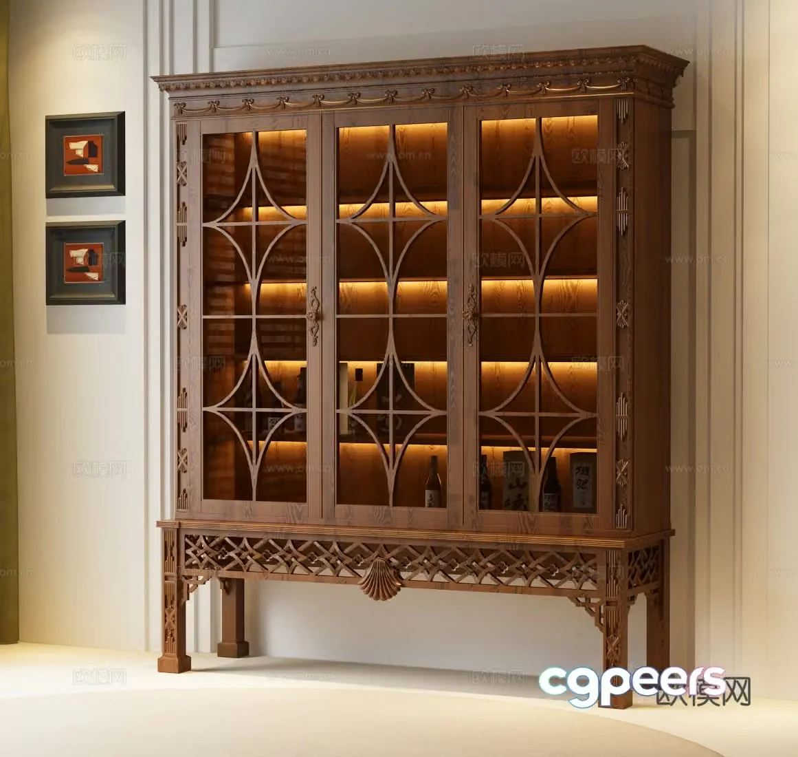 European wine cabinet American wine cabinet French wine cabinet 3D model