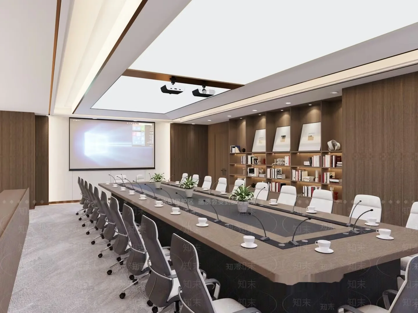 A Long Conference Table 3D Model – 17148 – VRAY Render