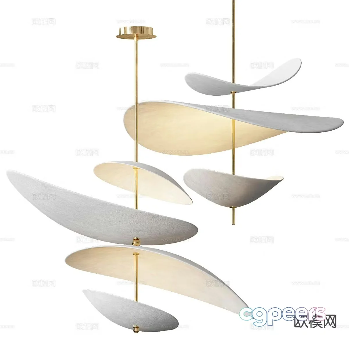 Wabi-sabi style chandelier 3d model