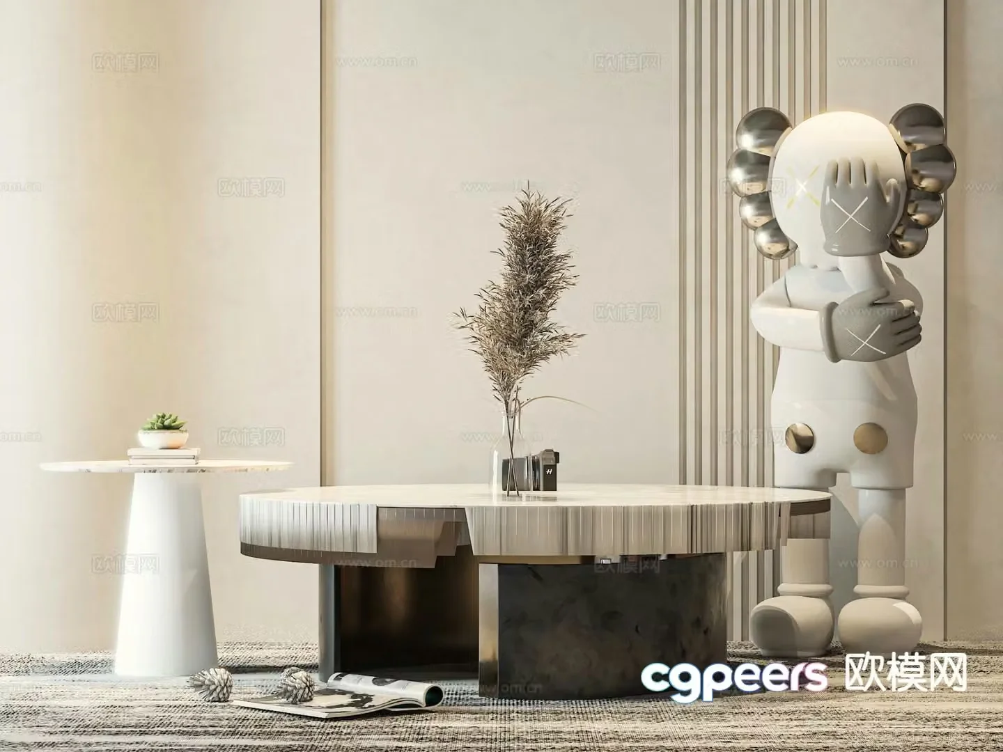 Modern double coffee table 3d model