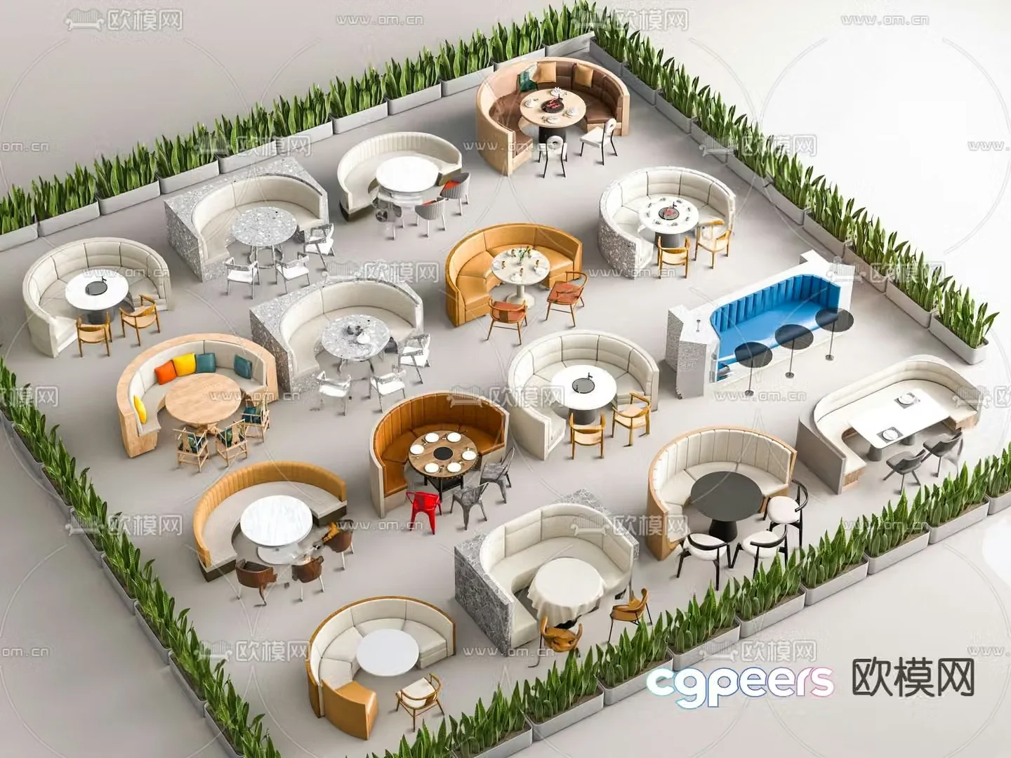 Card seat dining table and chairs curved card seat card seat sofa 3D model