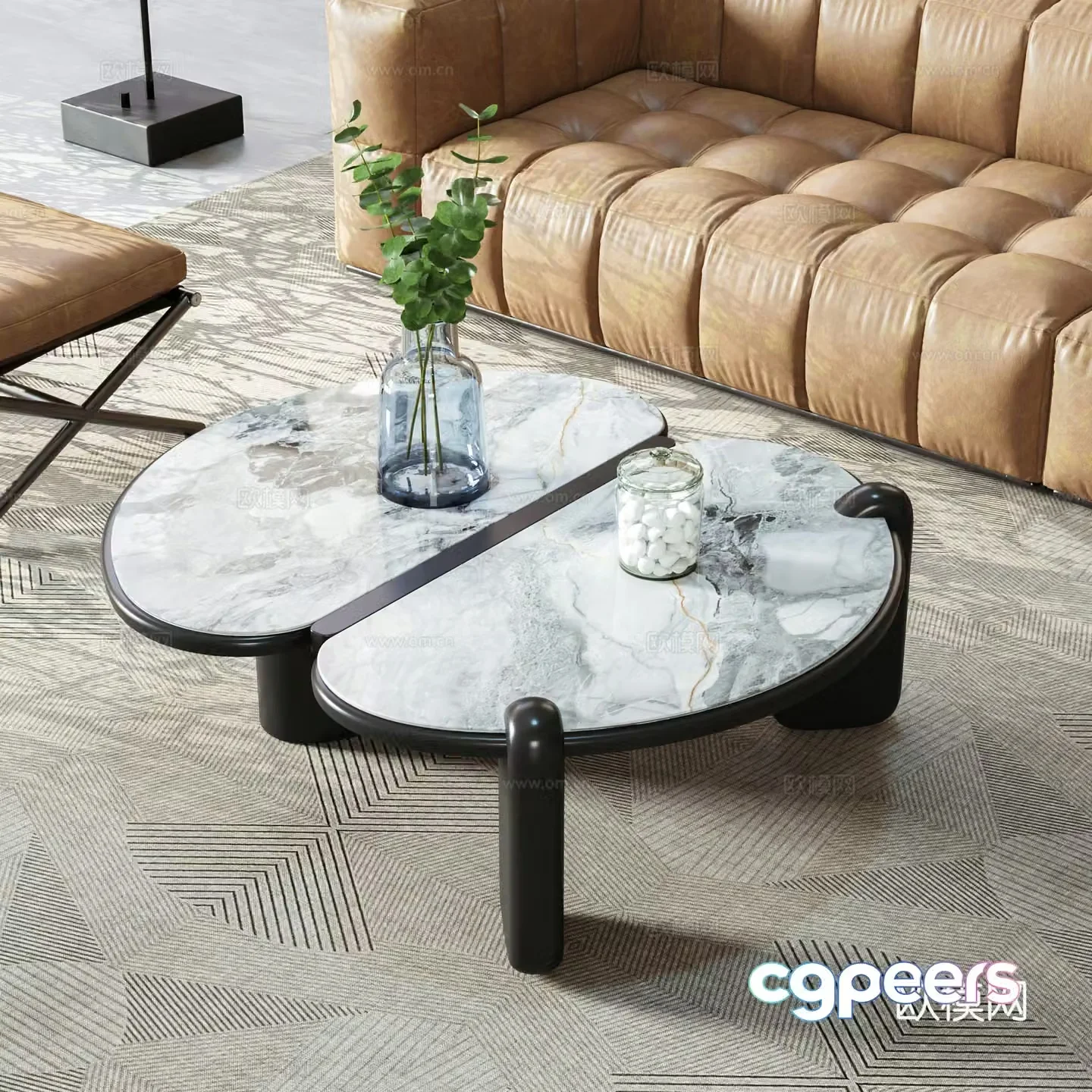 Modern marble coffee table 3d model
