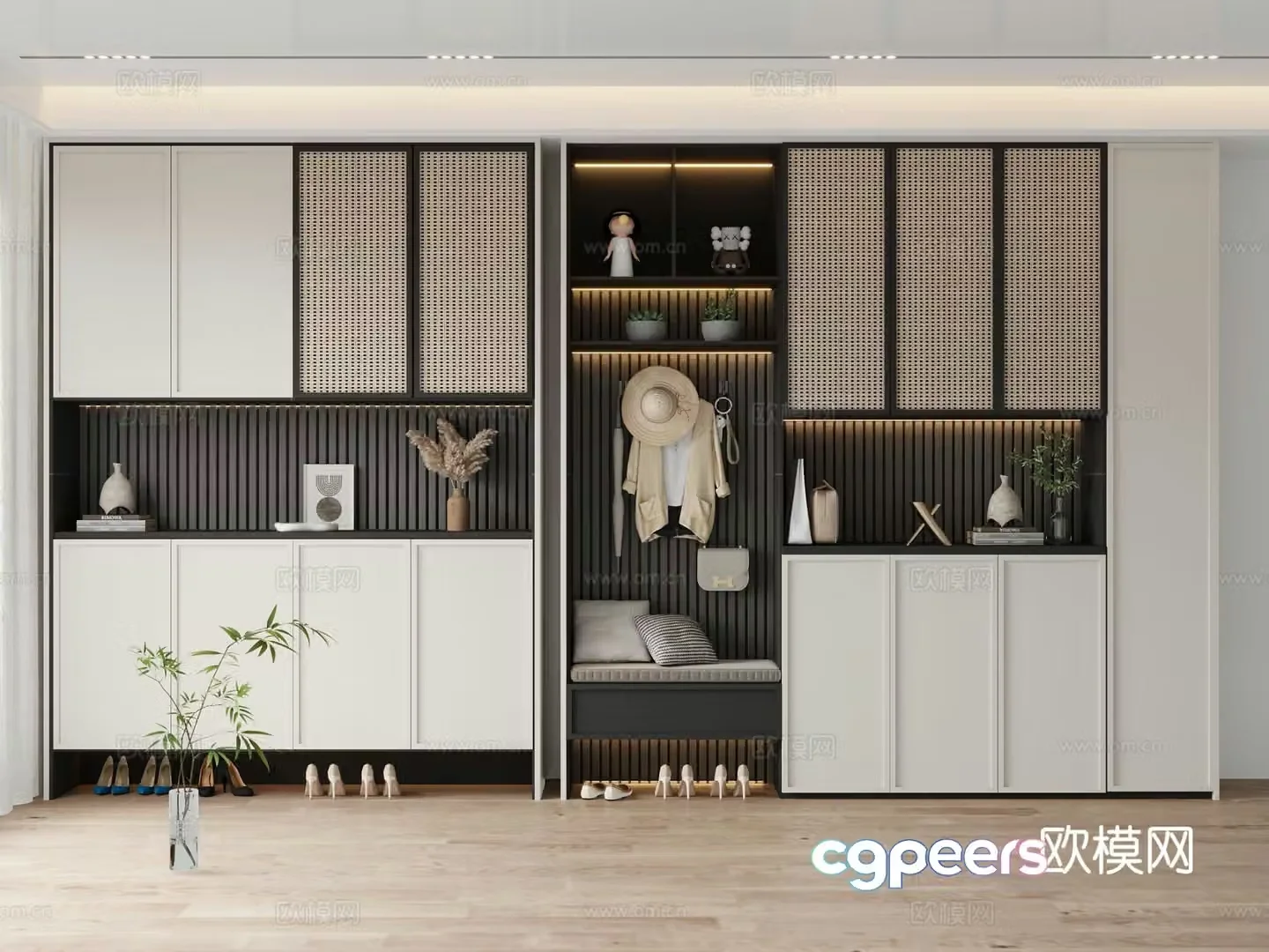 Modern entrance shoe cabinet 3d model