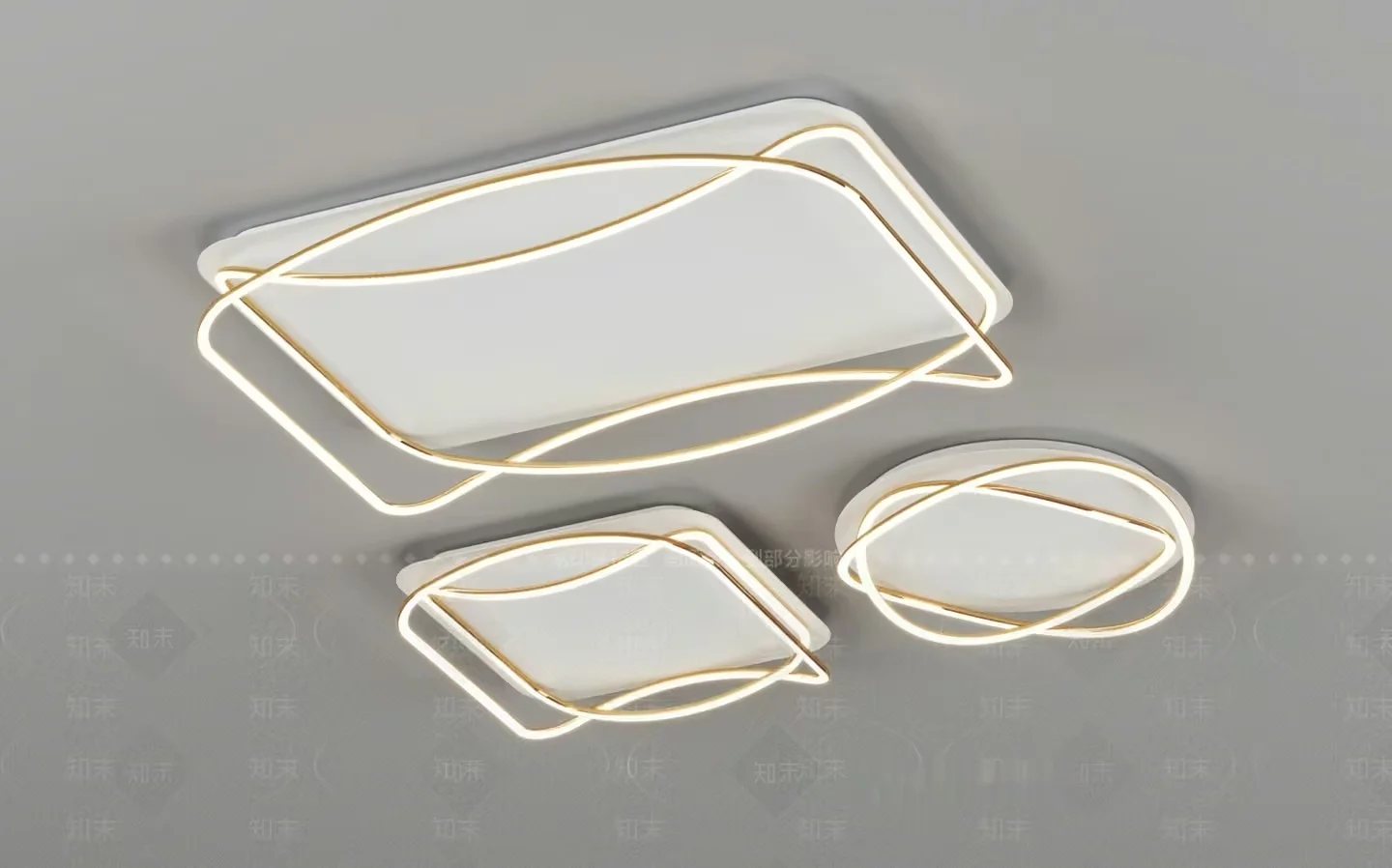 Gold Light Fixture 3D Model – 3778 – VRAY Render