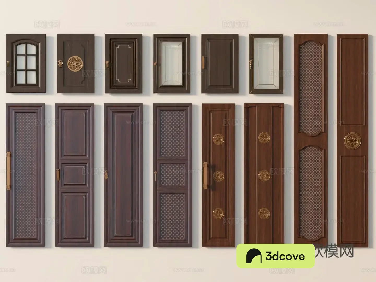 Chinese cabinet door glass cabinet door solid wood cabinet door