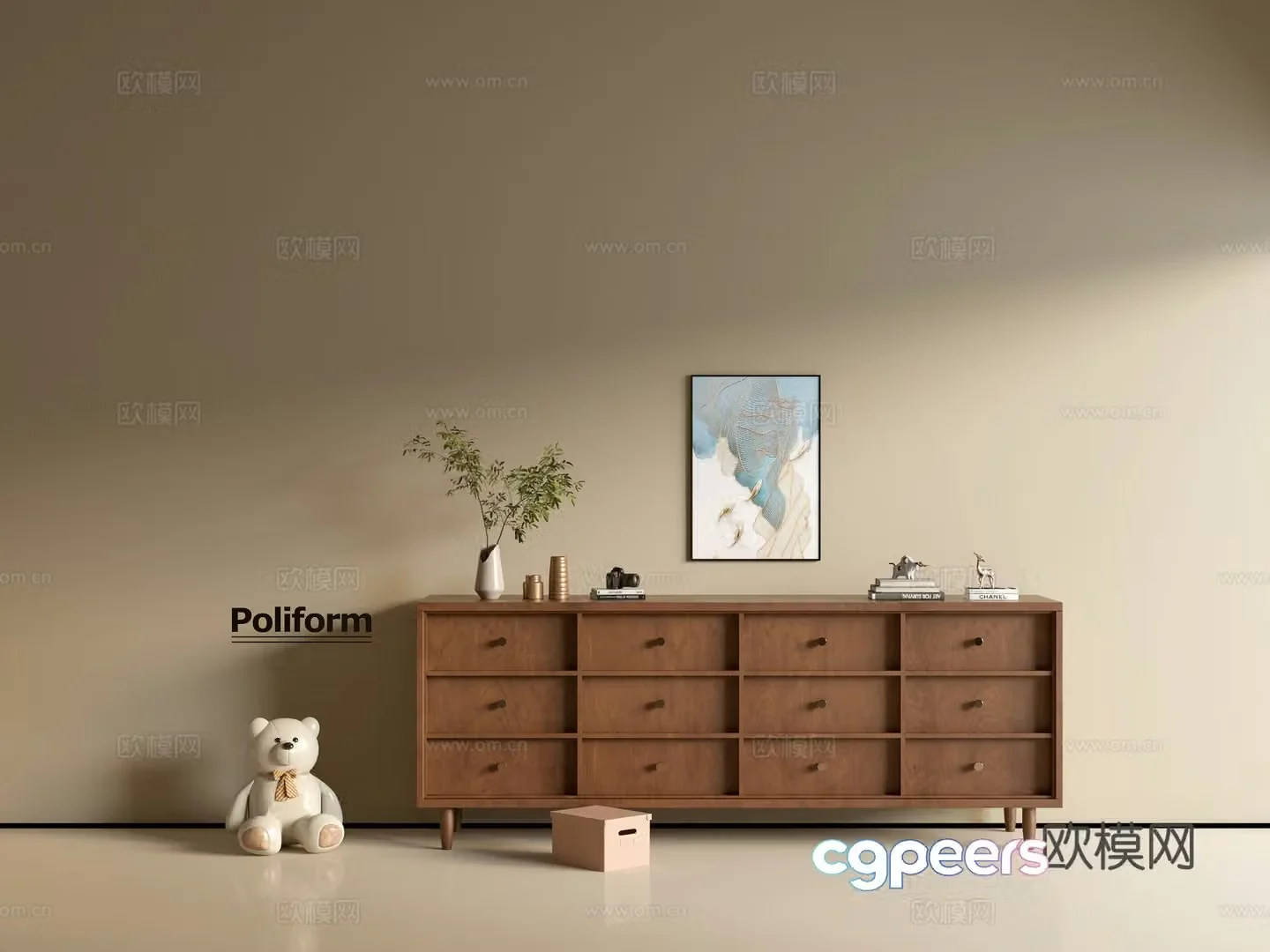 Modern wood grain cabinet ins wind minimalist wind cabinet whole cabinet sideboard balcony cabinet storage 3D model
