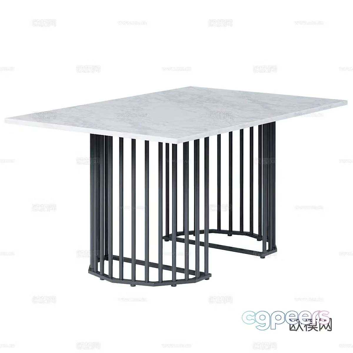 Simple dining table marble dining table 3d model