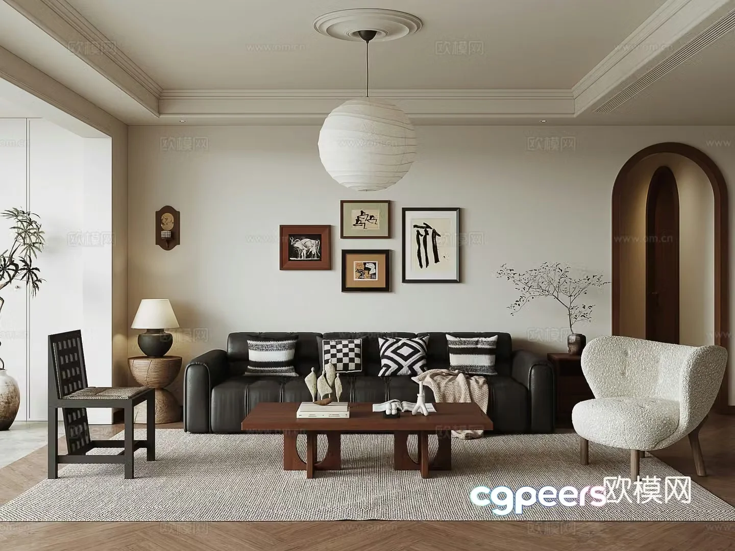 Middle-aged living room 3d model
