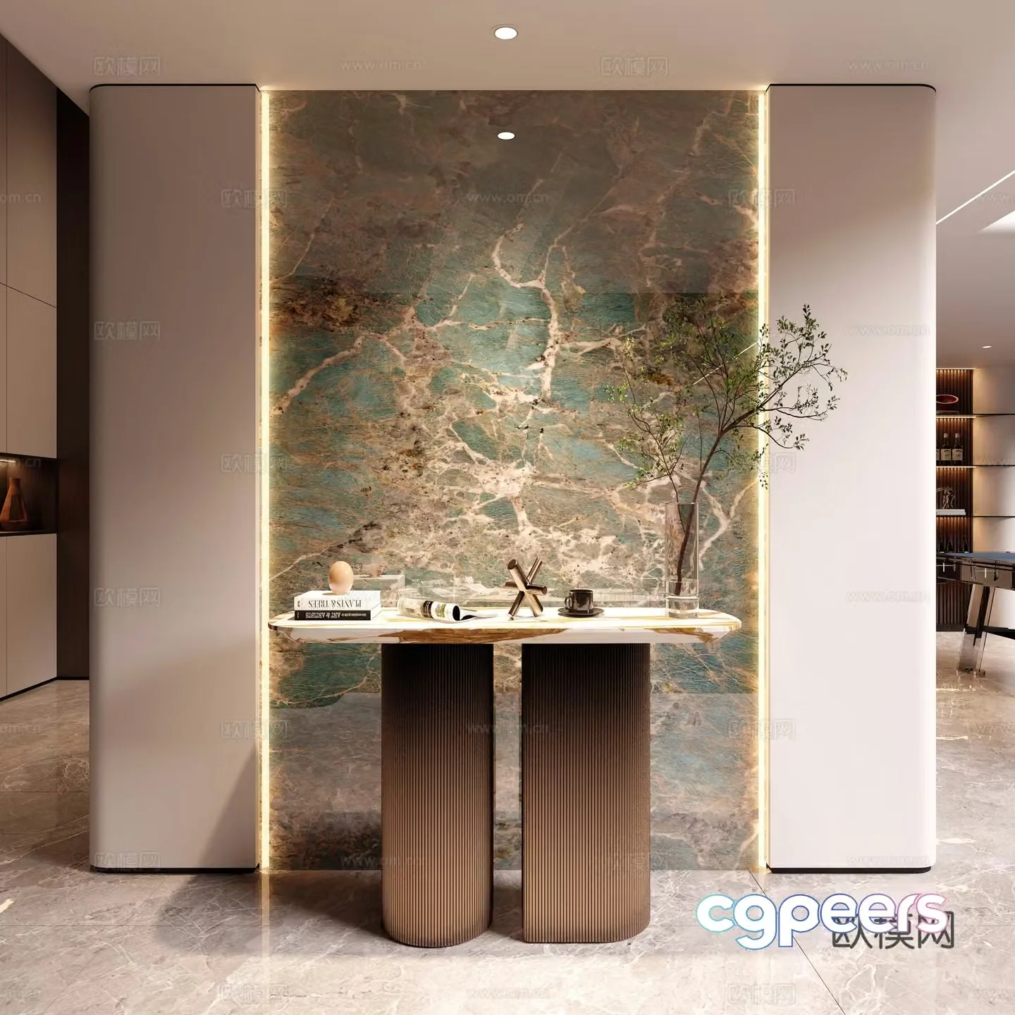 Modern marble end viewing platform decorative entrance 3D model