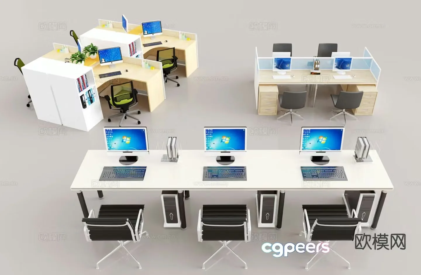 Card space desk work station post 3d model