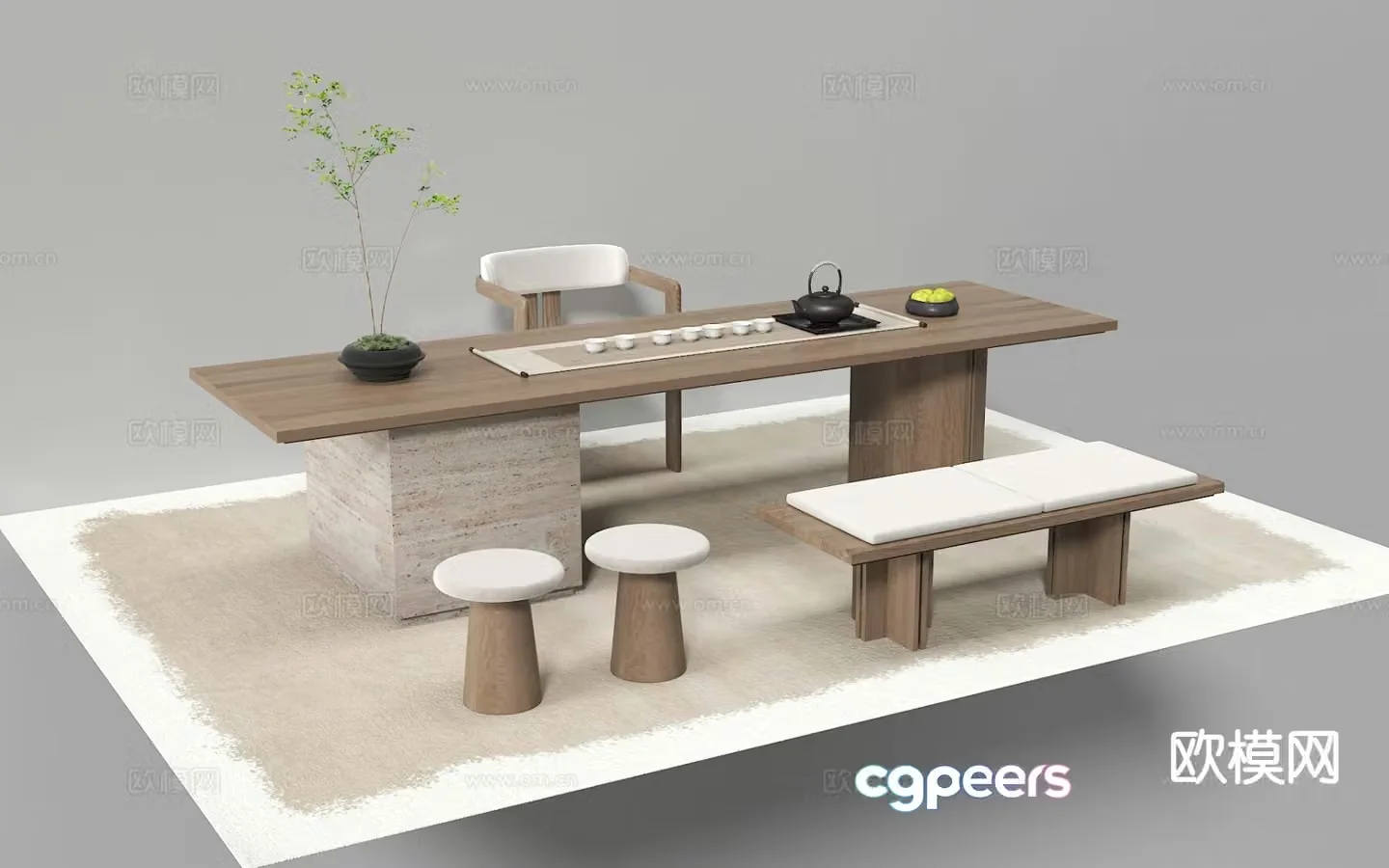 New Chinese style tea table tea table 3d model