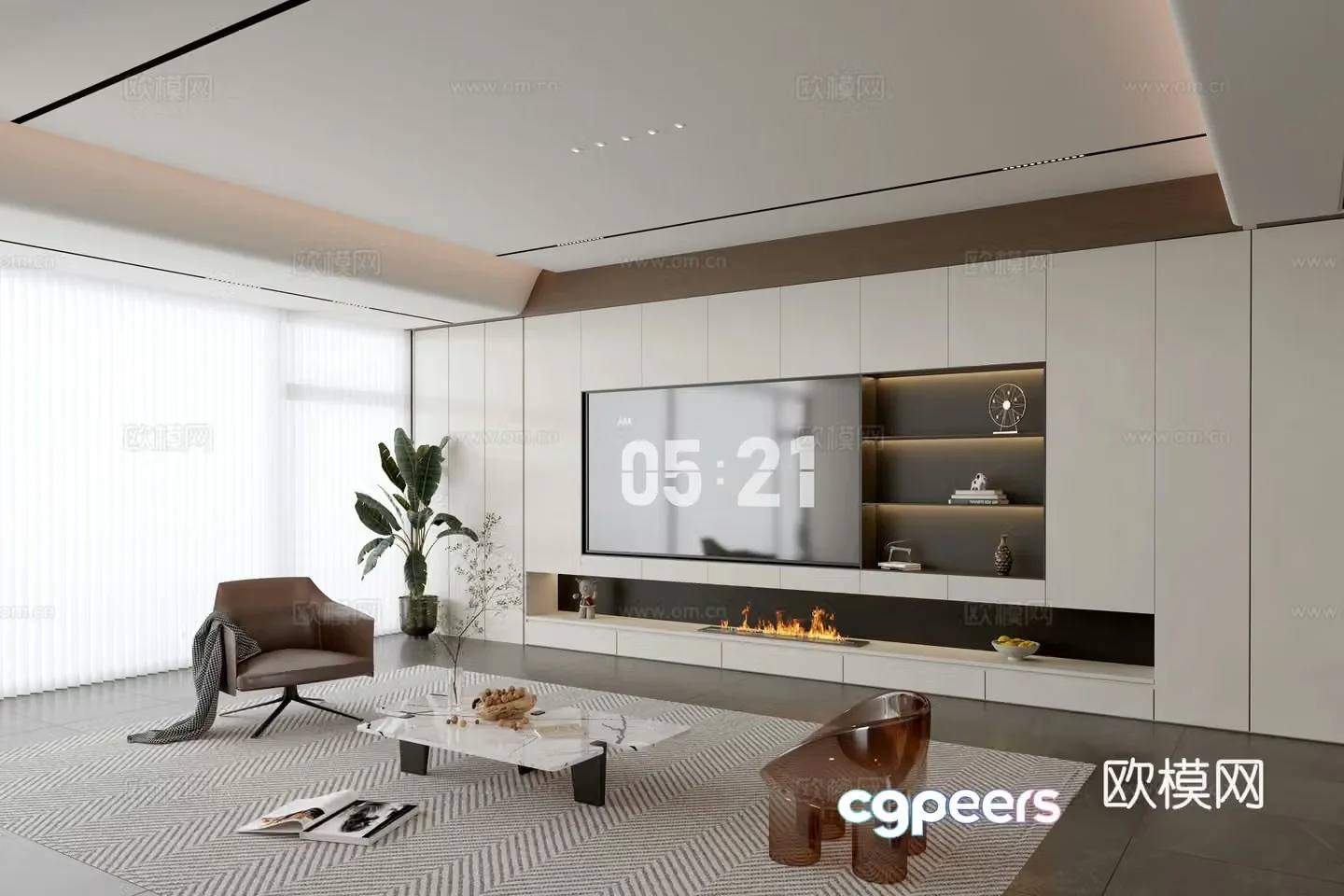Modern TV wall whole wall cabinet integrated TV cabinet 3D model
