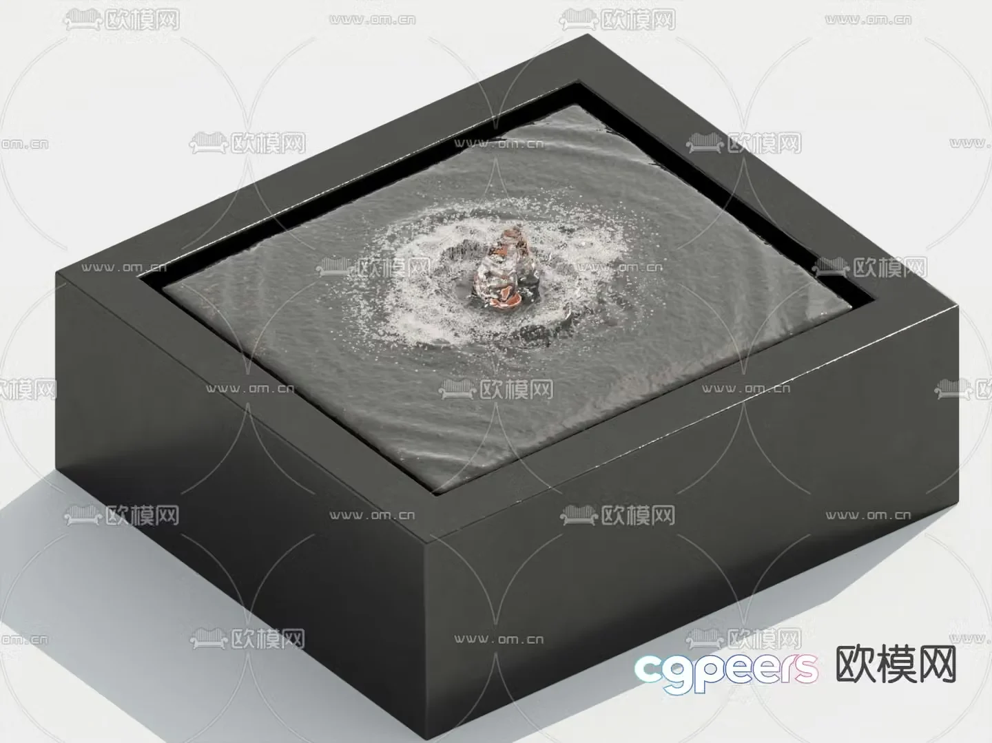 Modern fountain outdoor water feature square pool 3d model