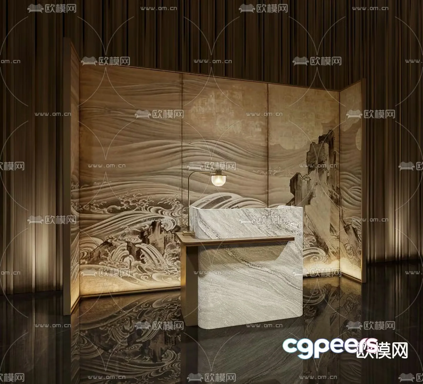 New Chinese style front desk service desk reception desk welcome desk 3D model