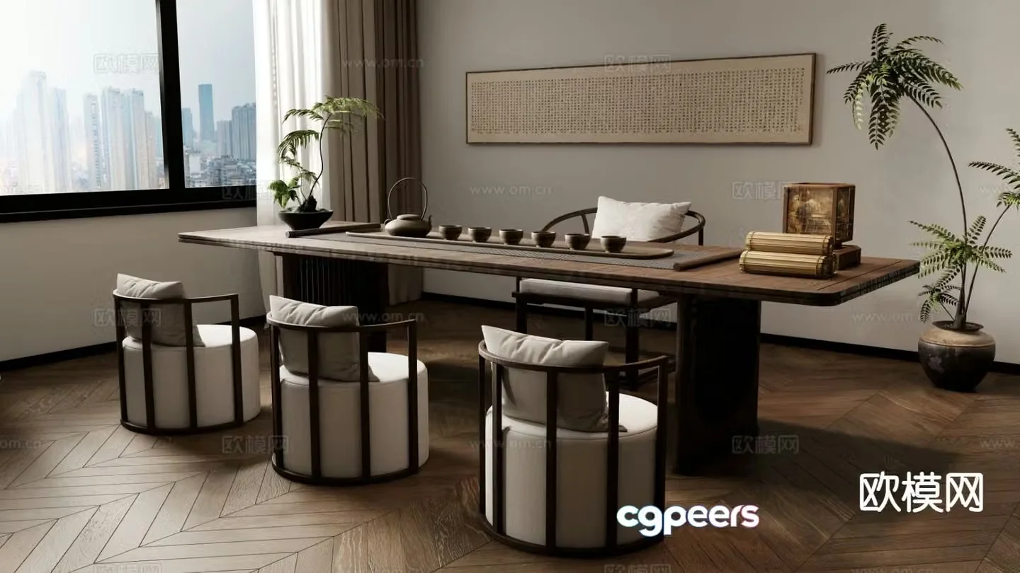 New Chinese style tea table tea table 3d model