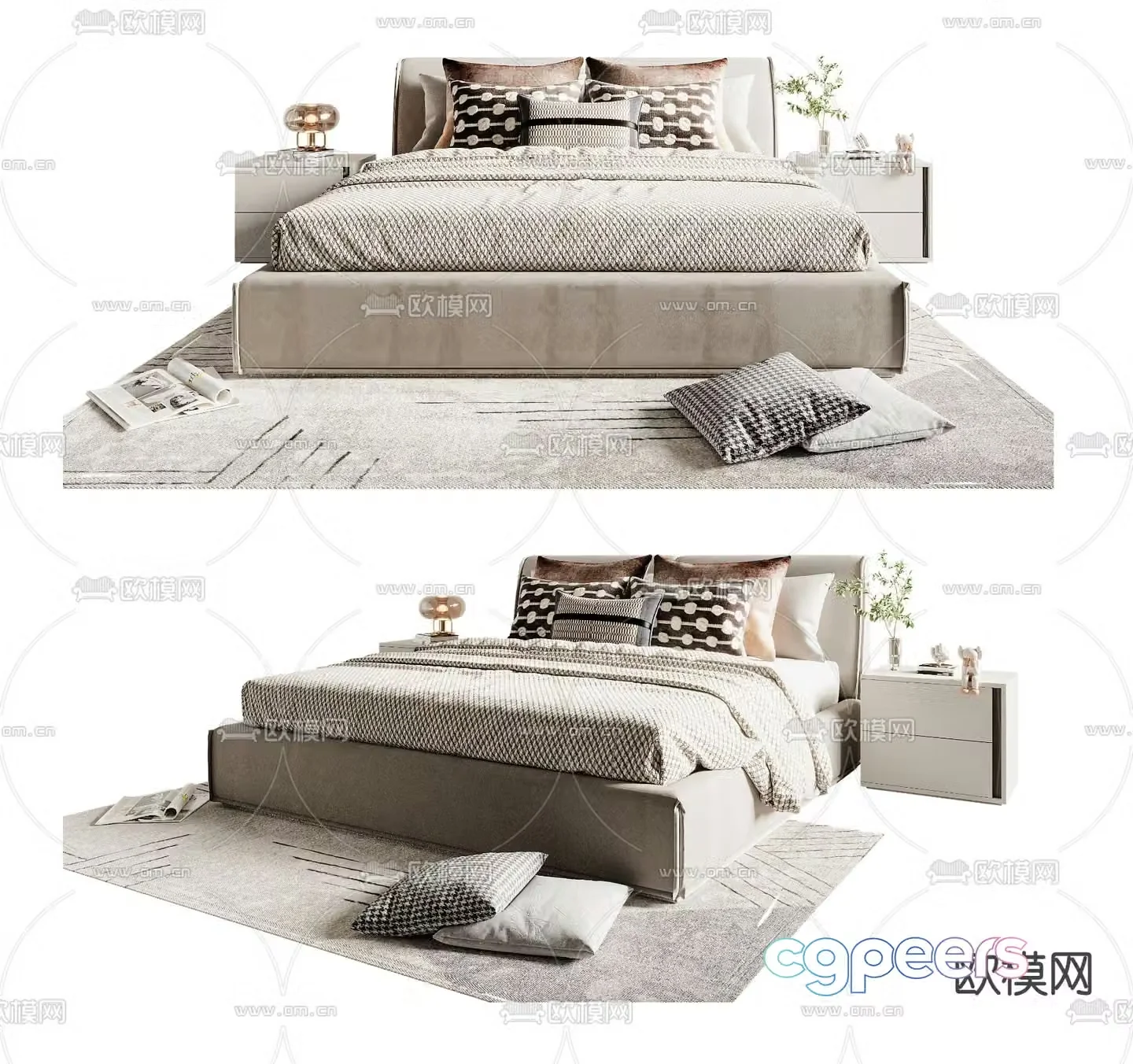 Poliform double bed 3d model