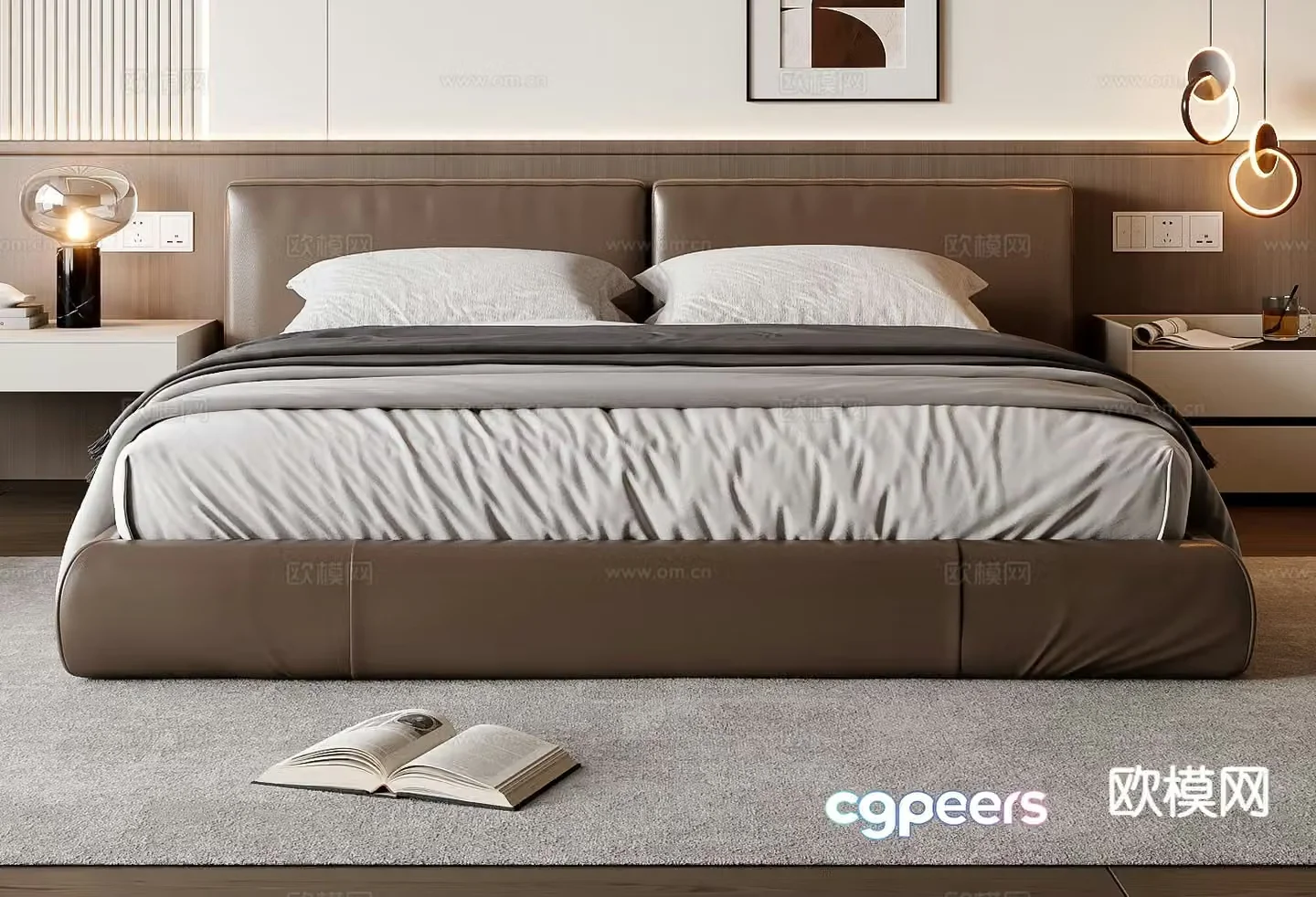 Italian double bed 3d model