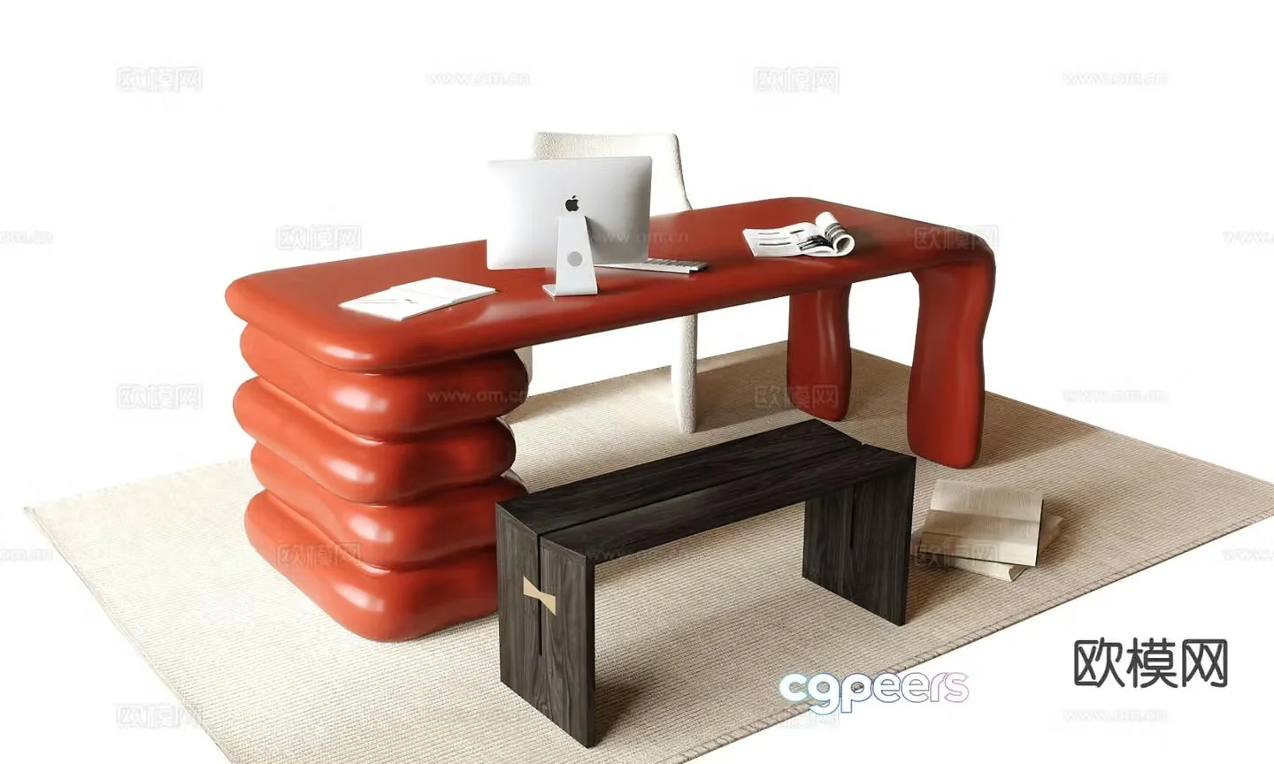 modern desk desk 3d model