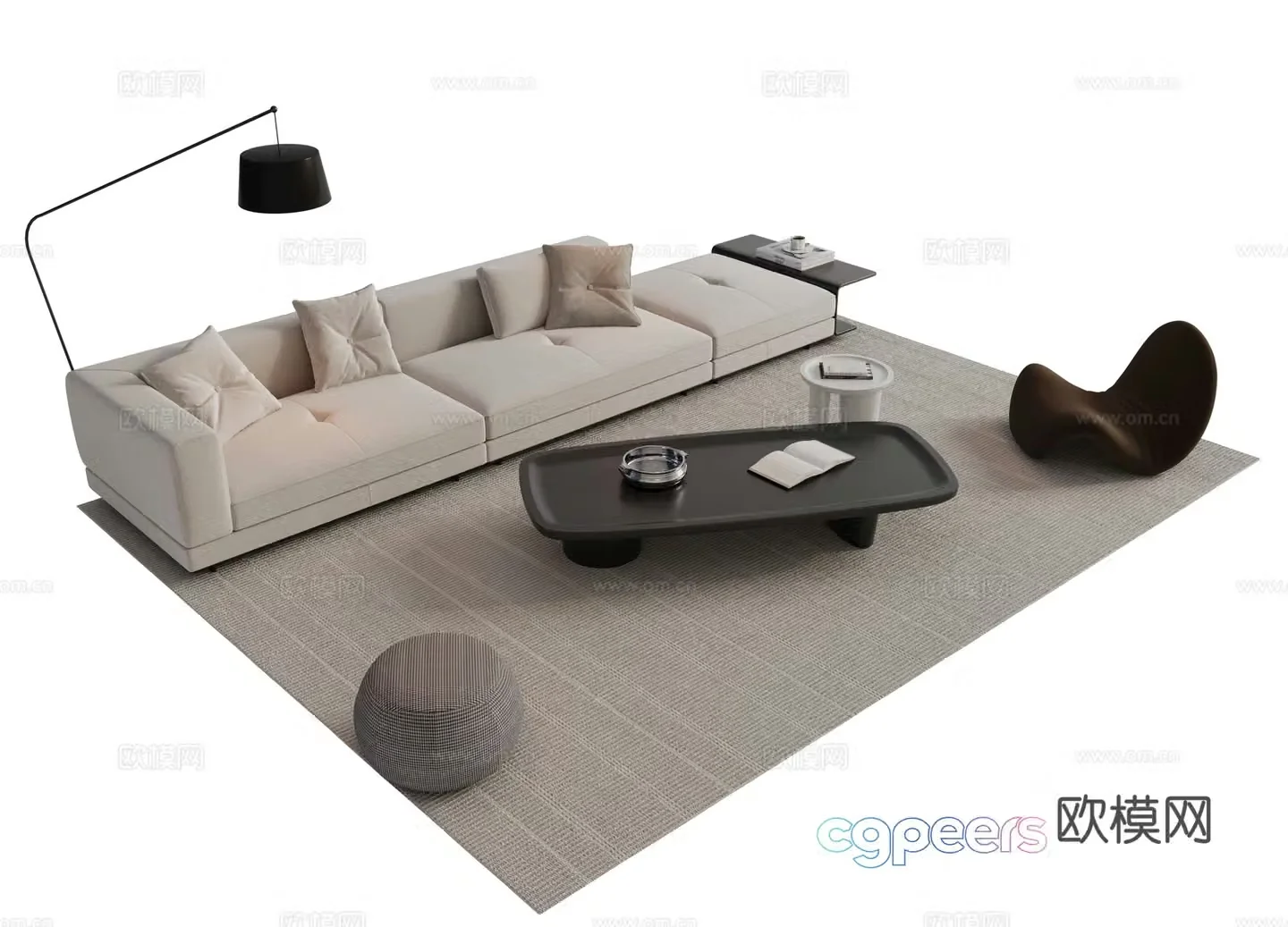 Italian modular sofa splicing sofa 3d model