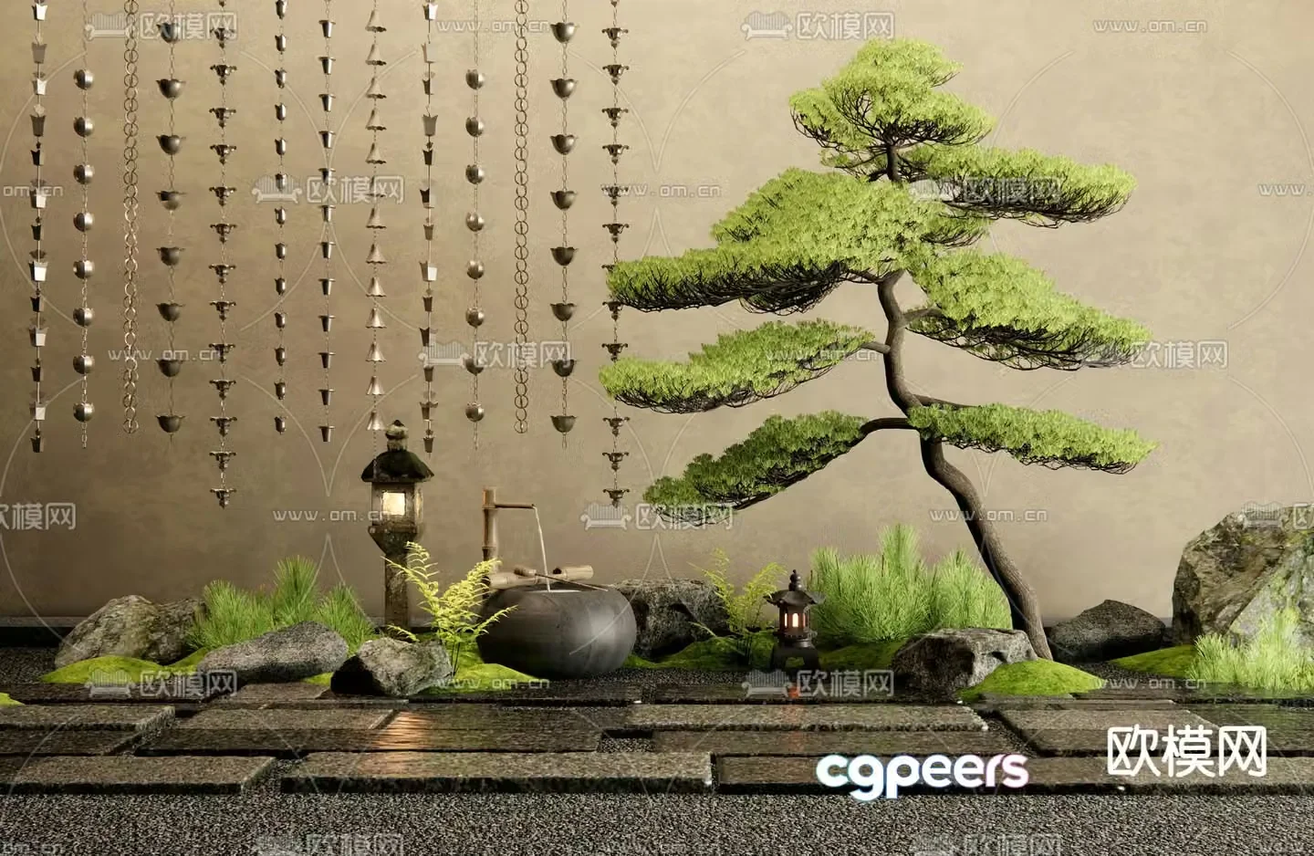 Japanese dry landscape 3D model