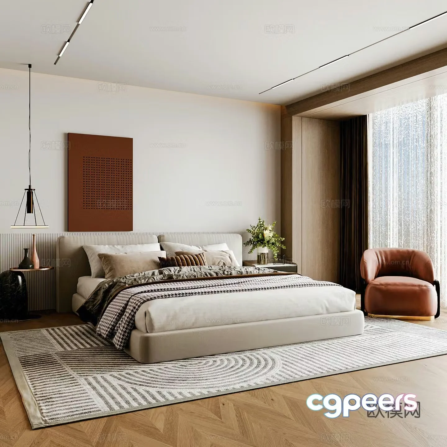 Modern home bedroom Modern bedroom Italian bedroom Simple bedroom Italian bed 3d model
