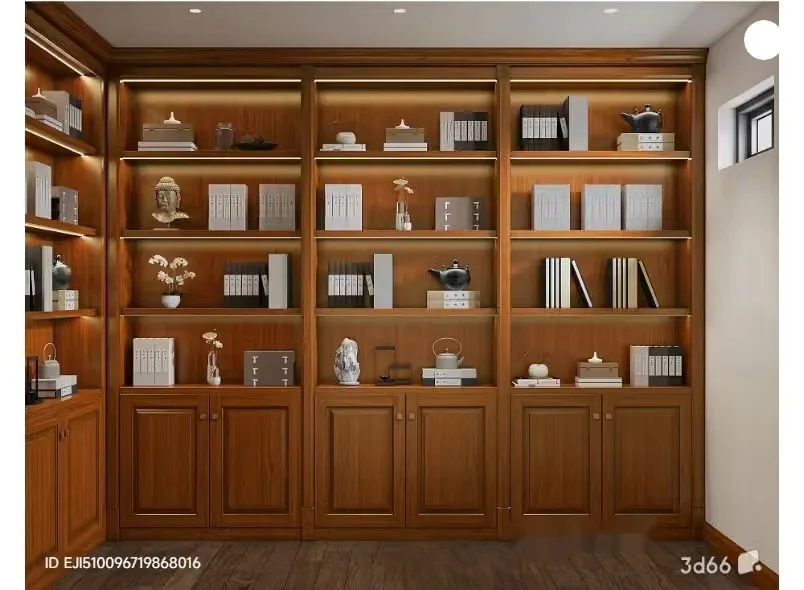 Wooden Bookshelf With Shelves 3D Model – 2519 – VRAY Render