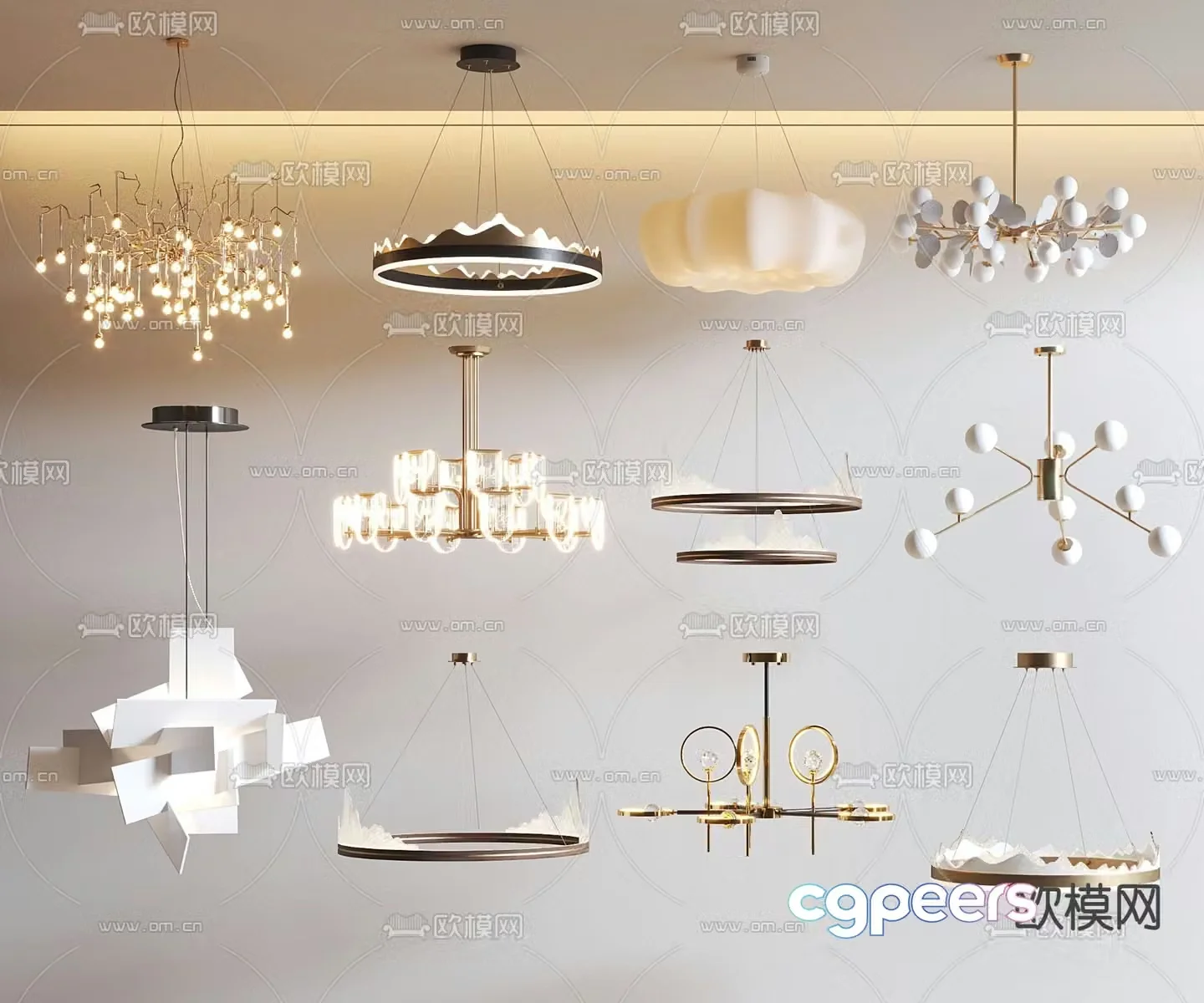 Light luxury chandelier hall chandelier 3d model