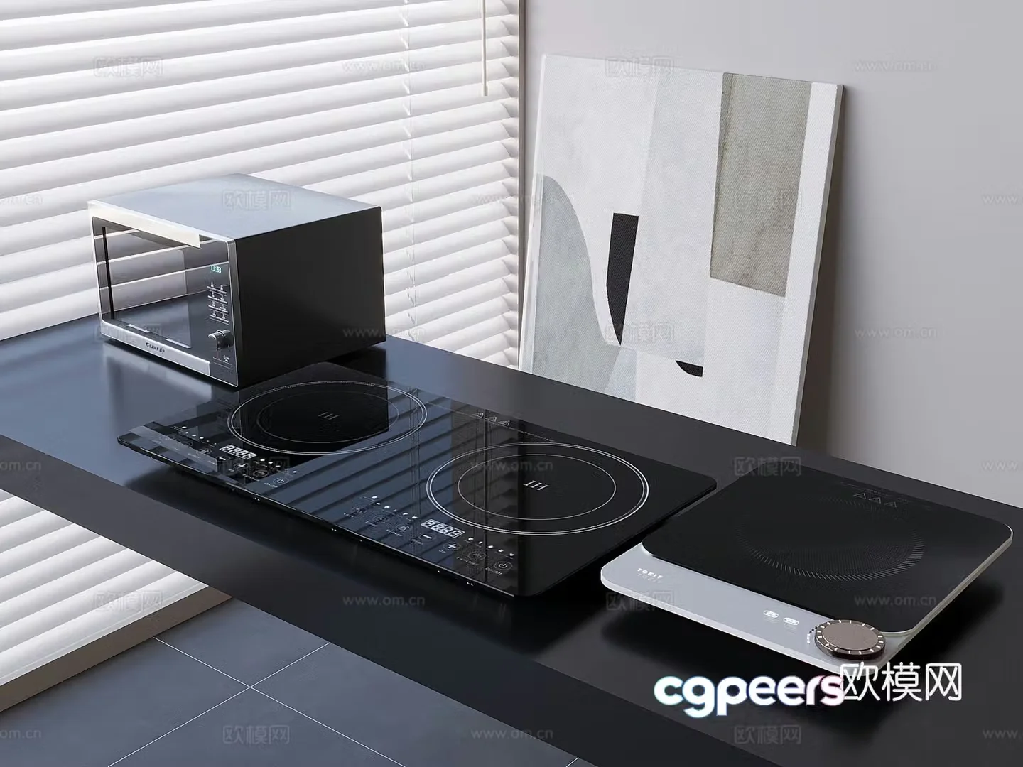 Microwave oven induction cooker electric ceramic stove kitchen appliance 3d model