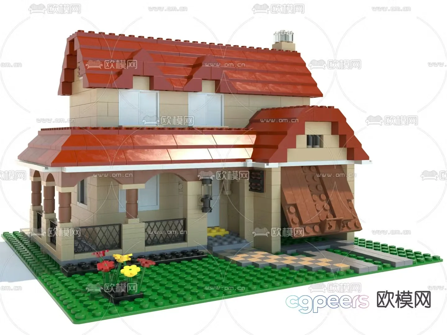 building block house lego toy room 3d model