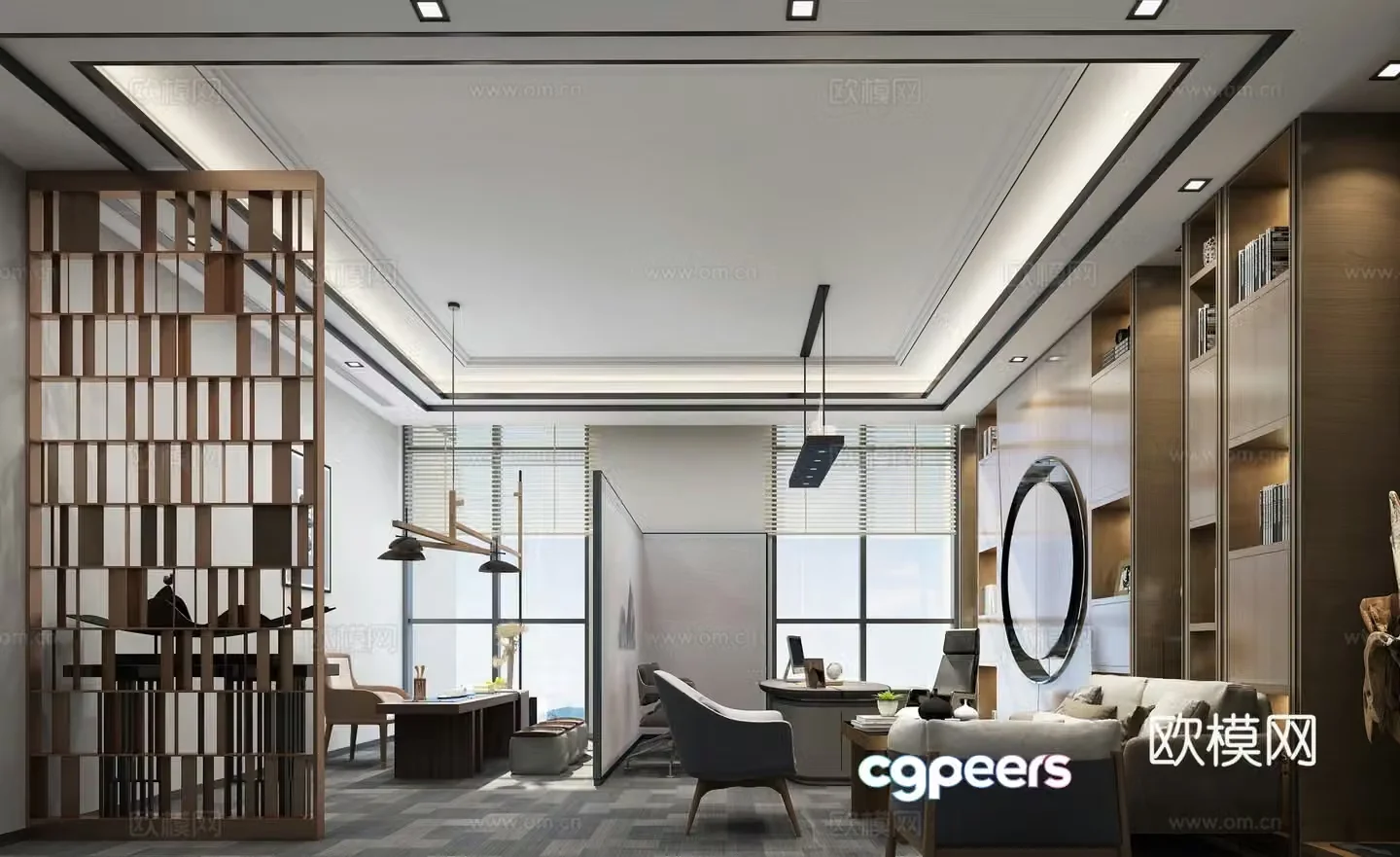 New Chinese style chairman’s office 3D model