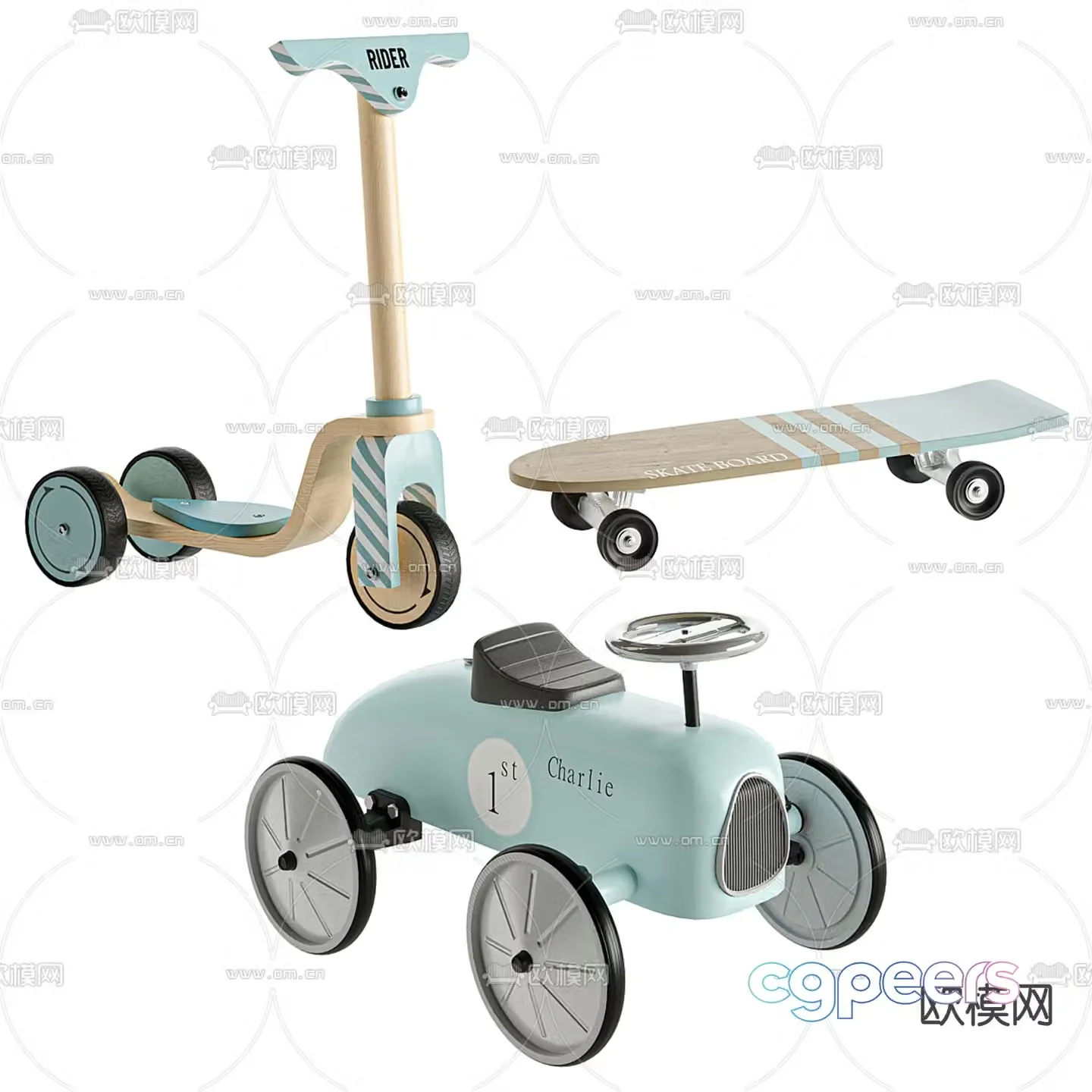 Children’s tricycle toy car scooter 3d model