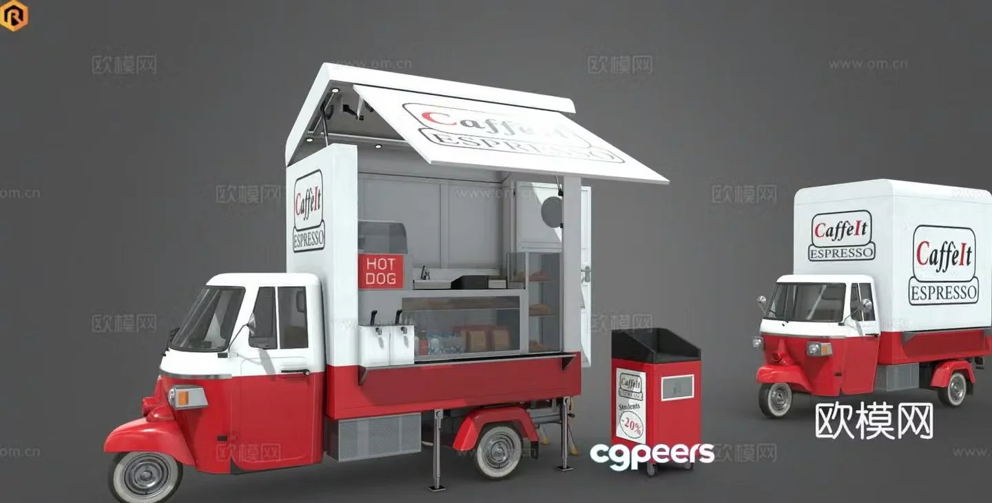 Food cart vending cart stall cart 3d model