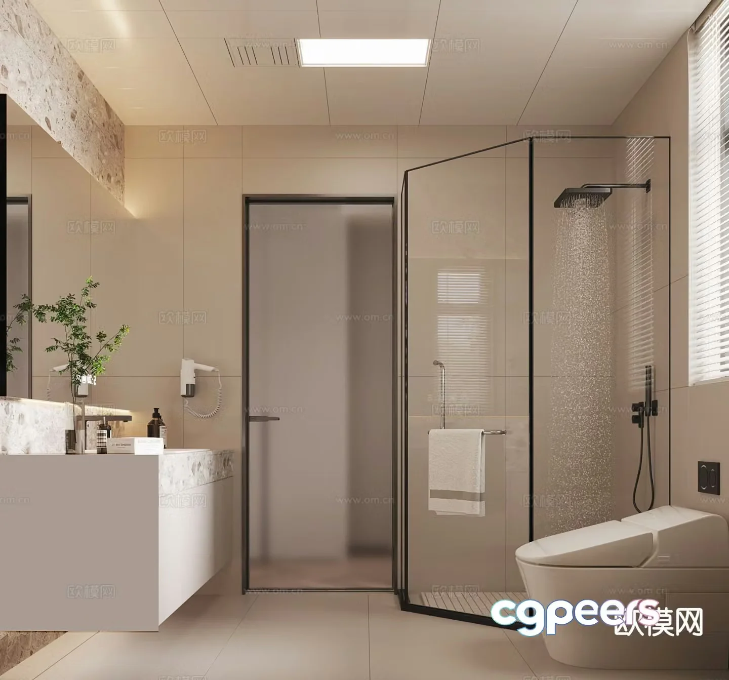 Cream style bathroom bathroom 3d model