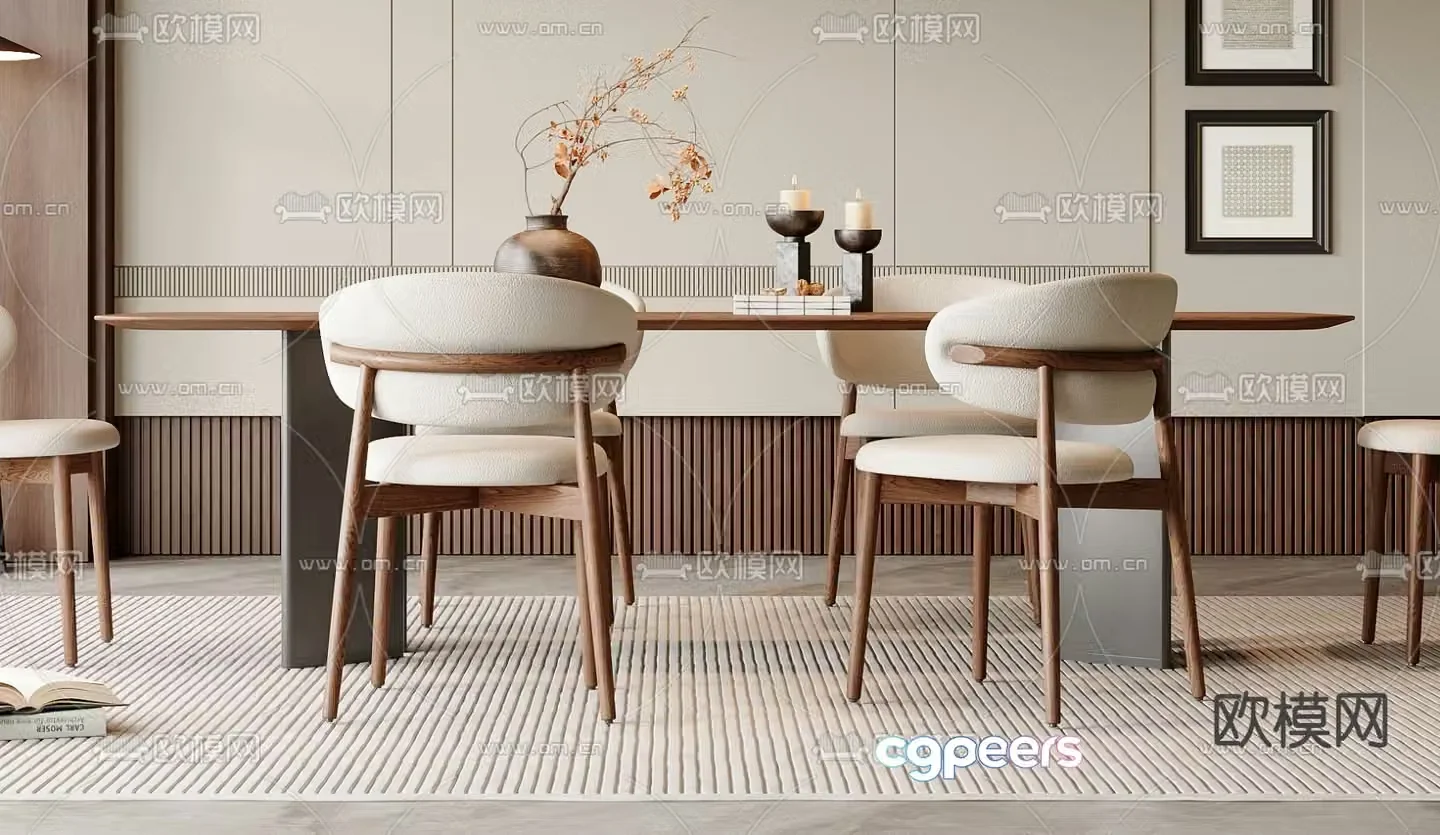 New Chinese style dining table rectangular dining table 3d model