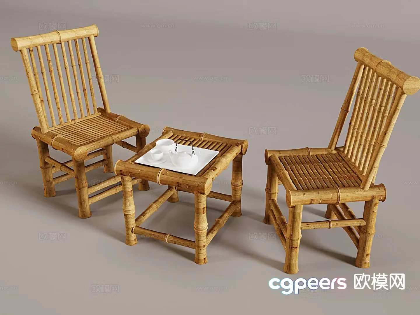 Chinese style leisure table and chairs 3d model