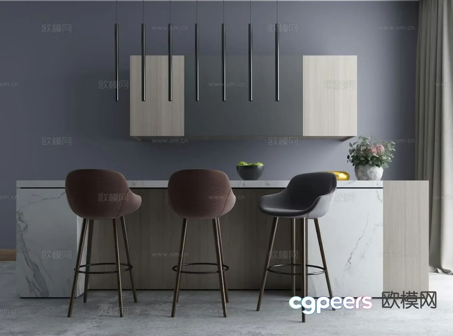 Modern water bar island 3D model
