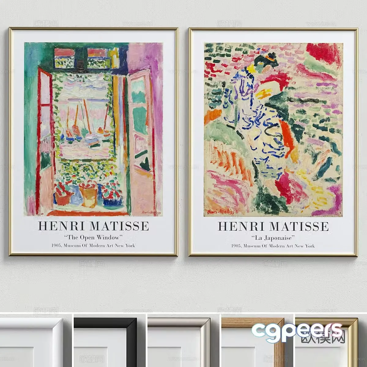 Modern Italian hanging paintings 3d model