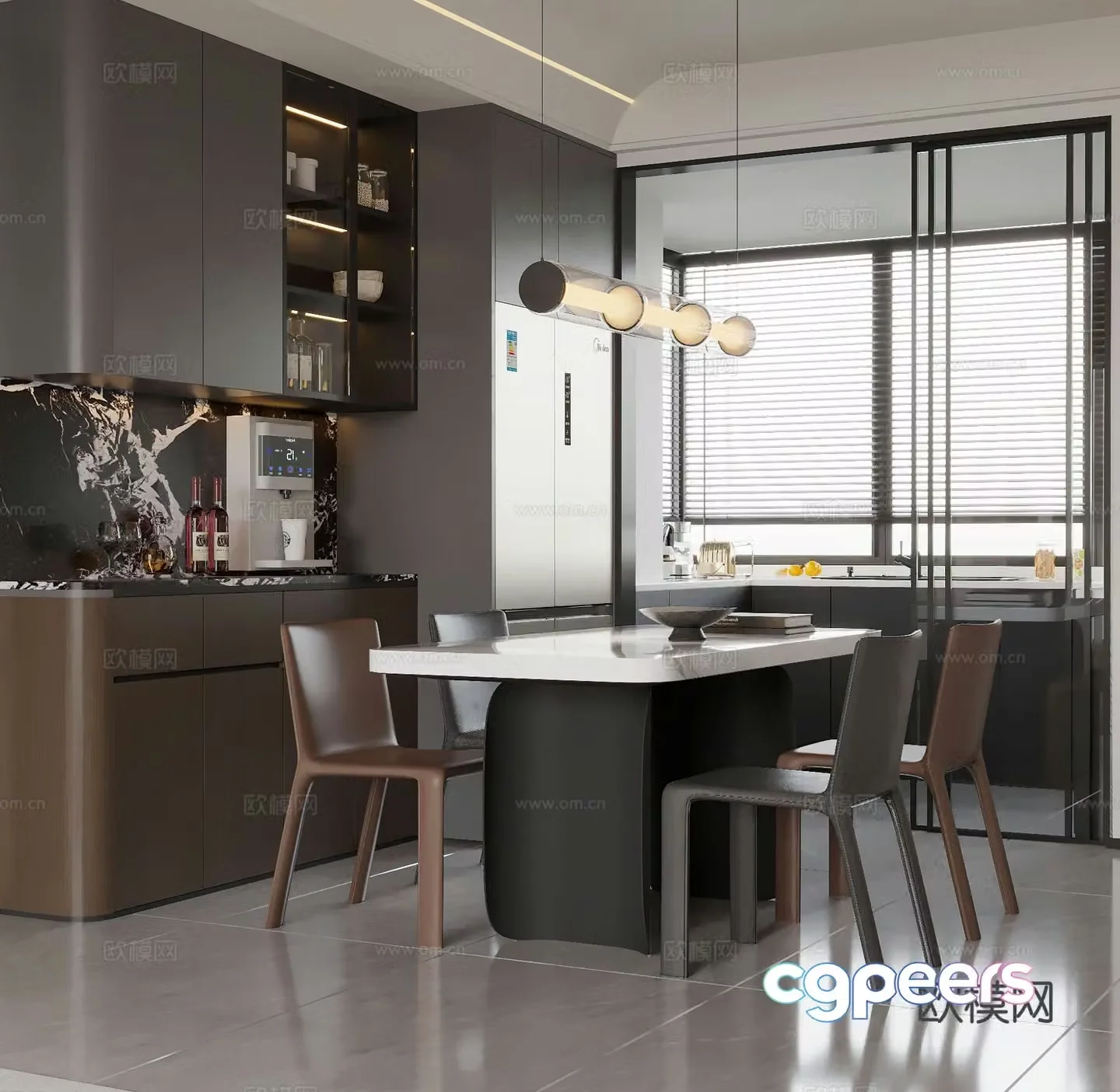Premium gray restaurant 3d model